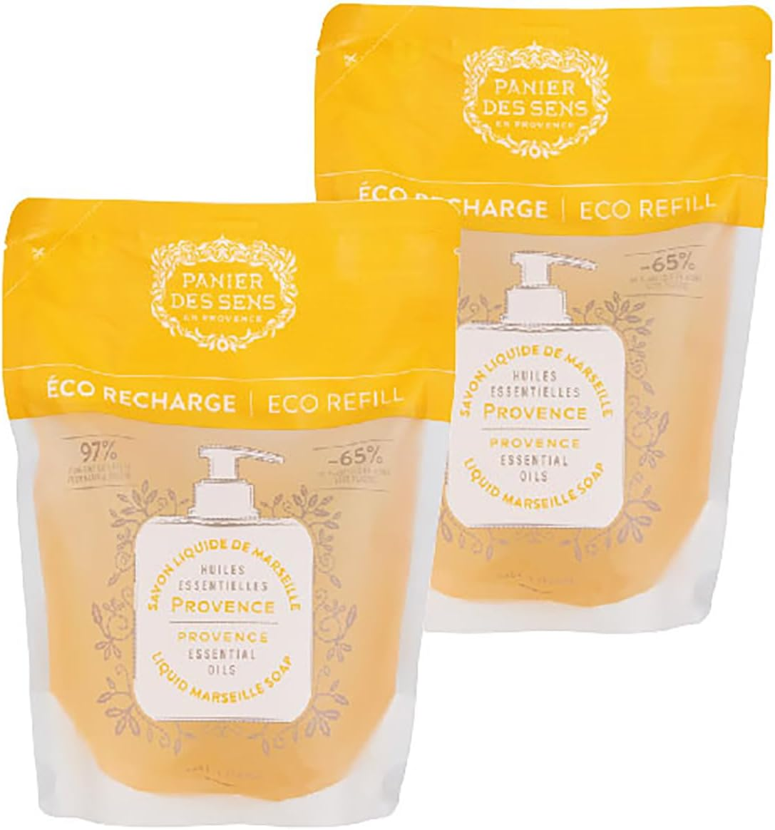 Panierdessens Essentials Liquid Marseille Soap, 2 Refills, Made in France, Provence Scent, Full Body Wash