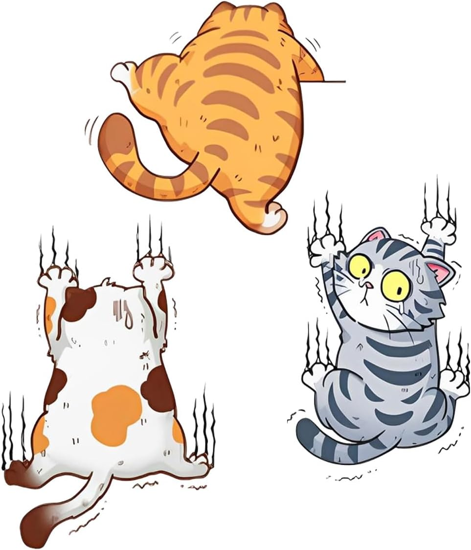 Scratch Cat Vinyl Car Sticker Decal, Climbing Cat Scratch Cover Funny Bumper Decal, Three Cute Cats Decoration Scratch Repair Sticker for Auto Truck Motorcycle Wall Window (Medium) image number 5