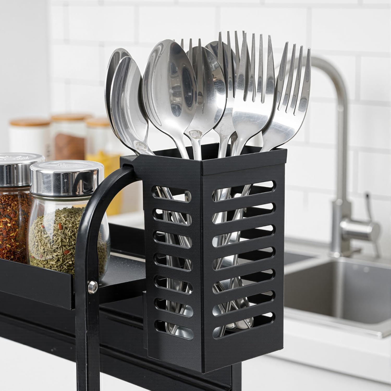 Countertop Kitchen Organizer Shelves, Sturdy Durable 2-Tier Stainless Steel Board Coffee Station Shelf, Anti-Slip Bathroom Organiser Storage for Condiment,Can Tank, Supplies, Cutting Board