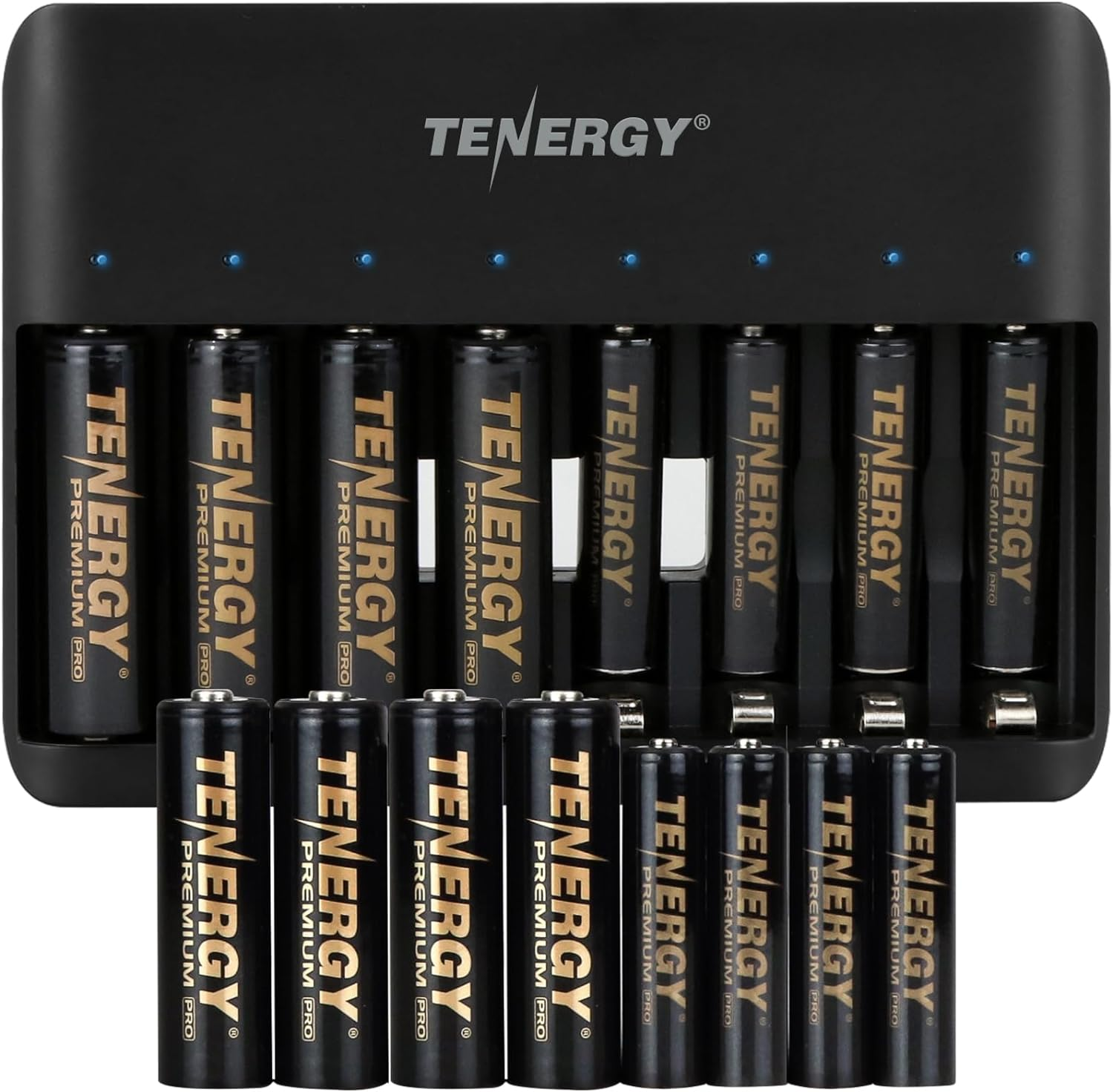 Tenergy TN477U 8-Bay Fast Charger for Nimh/Nicd AA AAA Rechargeable Batteries with 8Pcs AA and 8Pcs AAA Premium Pro Rechargeable Batteries image number 4
