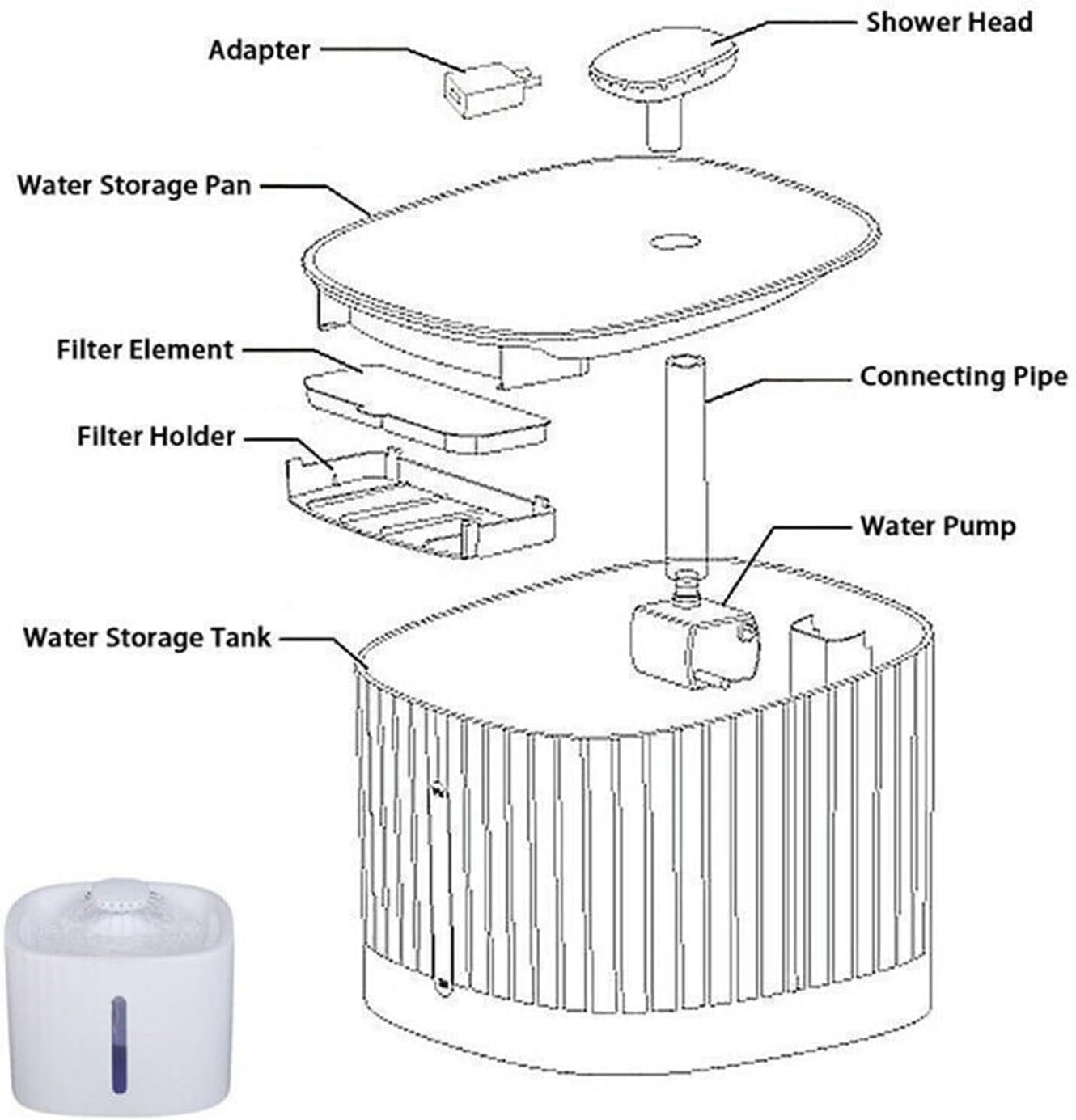 3L LED Automatic Electric Pet Water Fountain+11Filter Cat Drinking Dog Fountain Water Dispenser image number 5