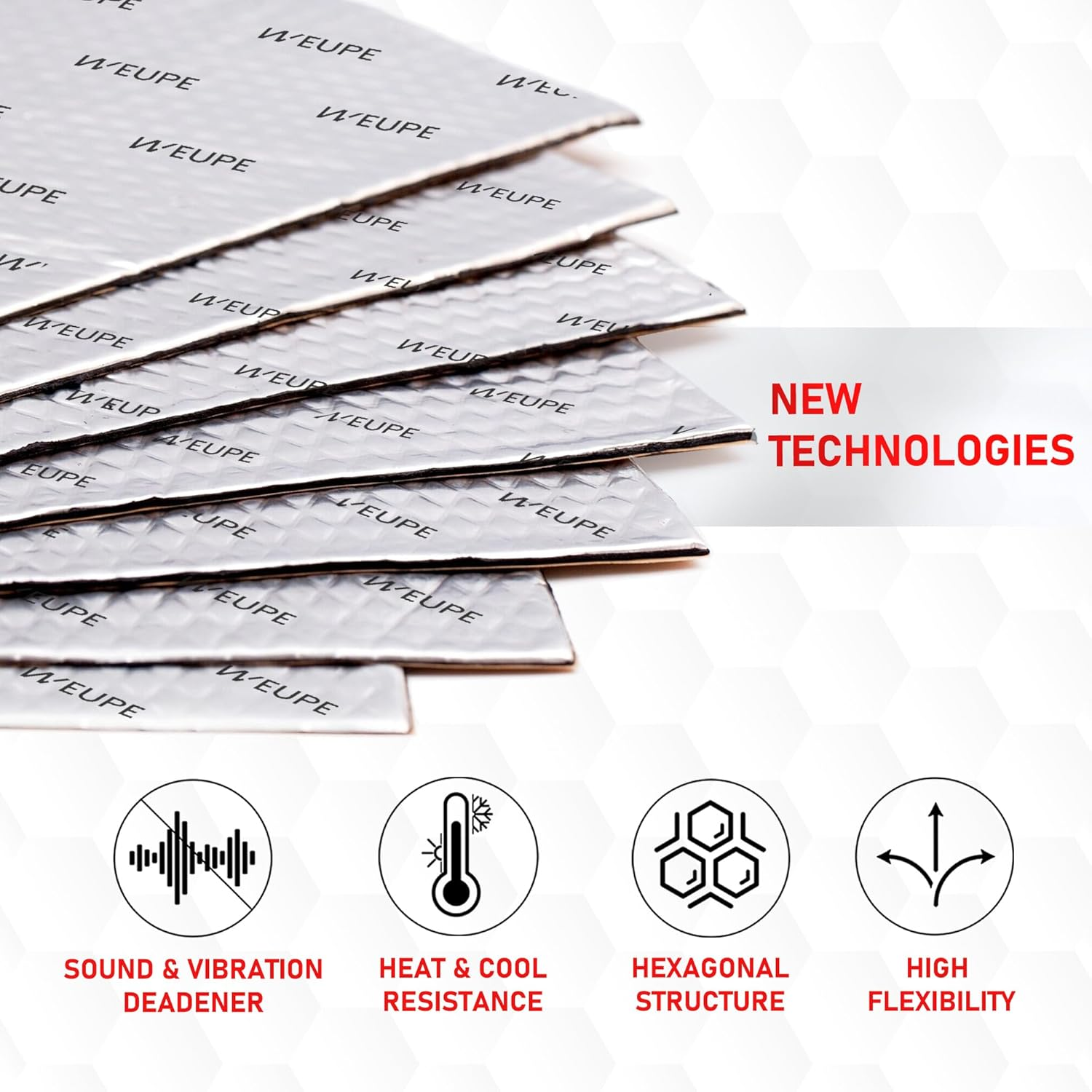 Sound Deadening Mat for Cars, 80 Mil 5 Sqft, Butyl Automotive Sound Deadener, Noise Insulation Dampening Material for Car Trunk, Speaker, Door, Floor and Ceiling, Silver