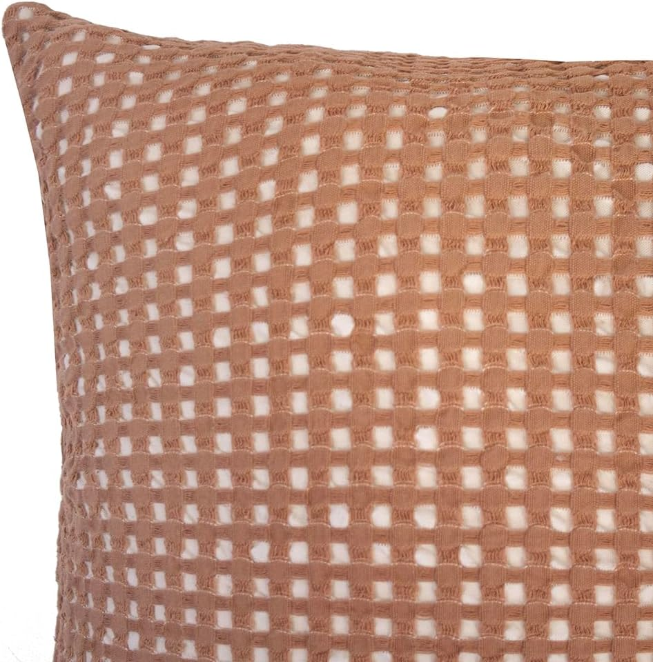 Bambury Endor Square Cushion Terracotta - 50 X 50 Cm - Cotton Waffle - Foam Fill - Red - Waffle Pattern - Square Shape - Indoor Use - Contemporary Style - Plush Firmness - 1 Count - Machine Washable