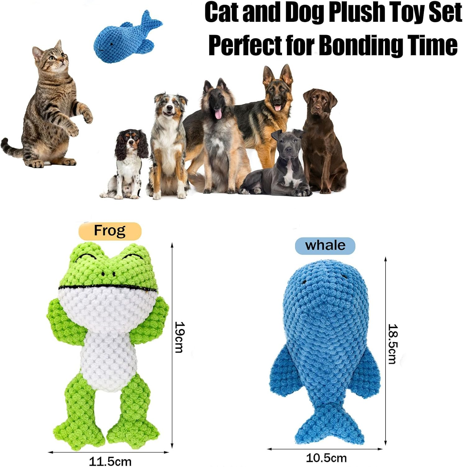 Plush Squeaky Cat Animal Toys Soft Durable Chick Frog Set Perfect for Dogs Birds Pets Keep Busy Training Birthday Reward Gift Aovrmuz image number 3