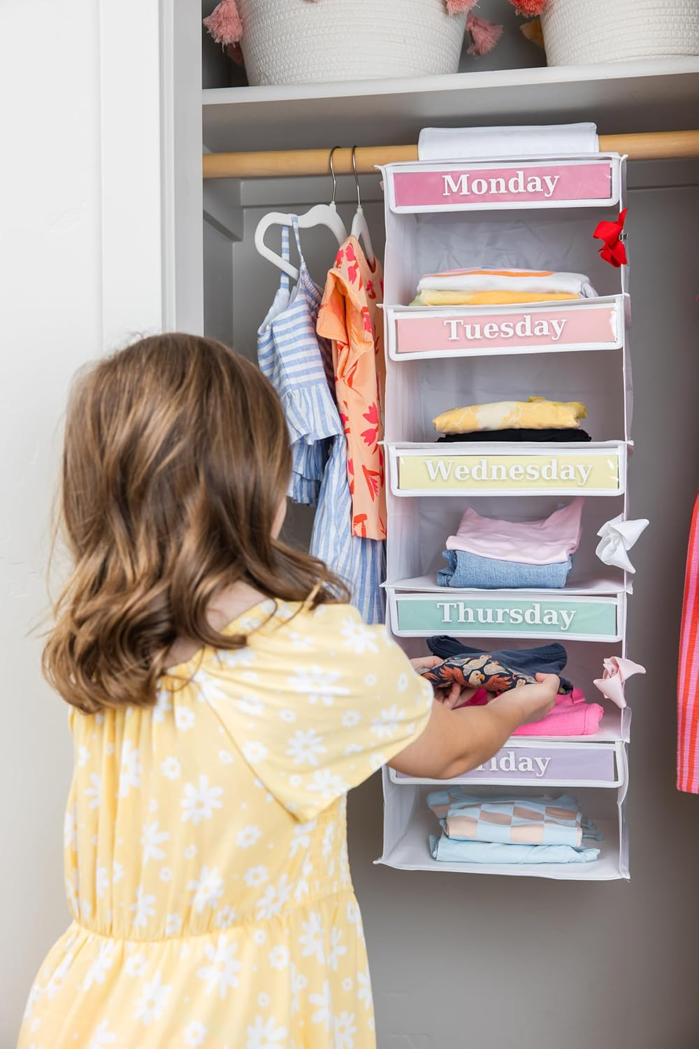 5-Shelf Weekly/Weekday Clothes Organizer for Kids (33&rdquo;) School/Day of the Week, Monday through Friday image number 1
