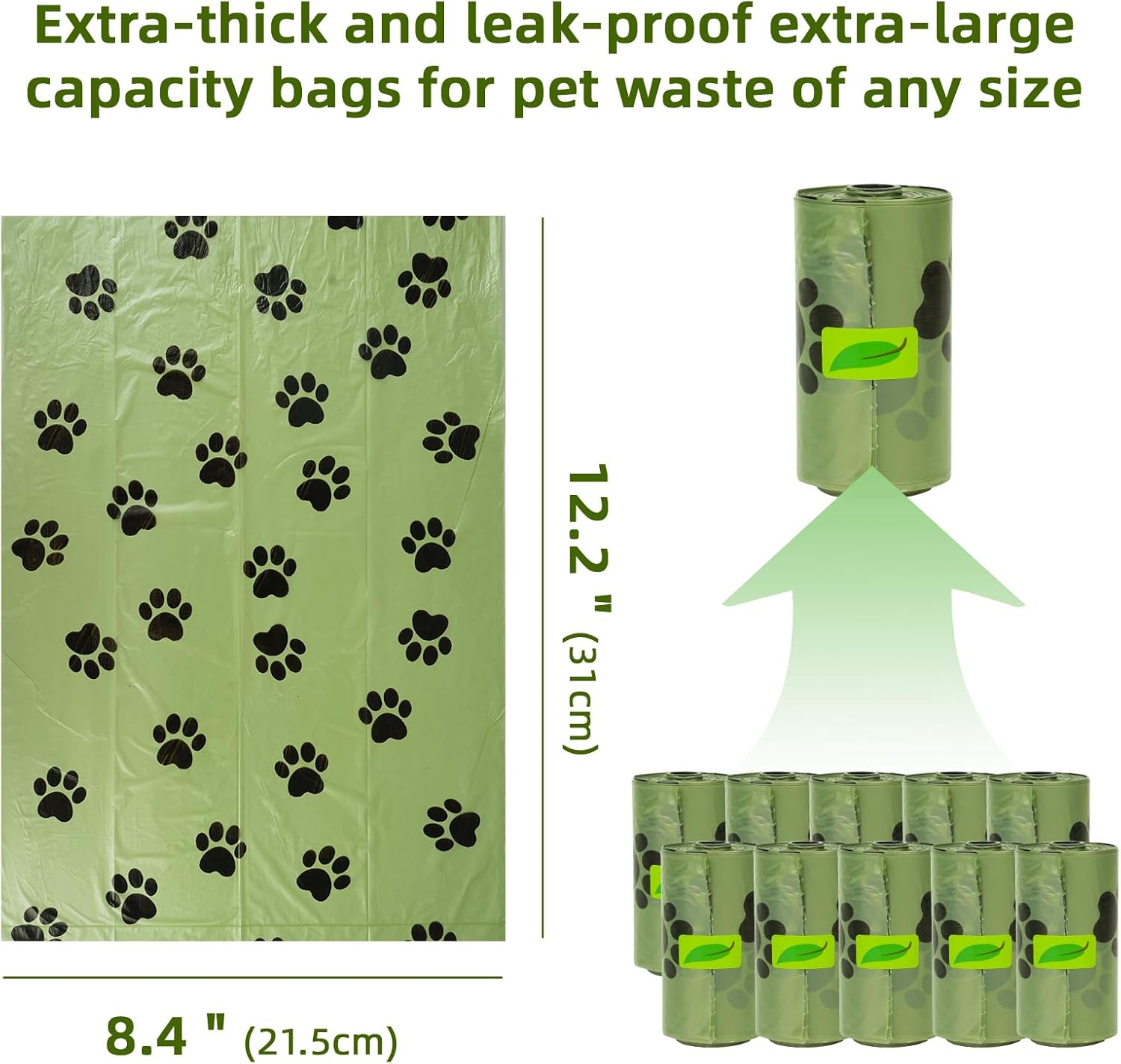 Scented Dog Poop Bags with Dispenser: 10 Rolls Totaling 180 Bags, Bulk Roll for Dogs, Puppies and Cats - Convenient Waste Bag Holder image number 4