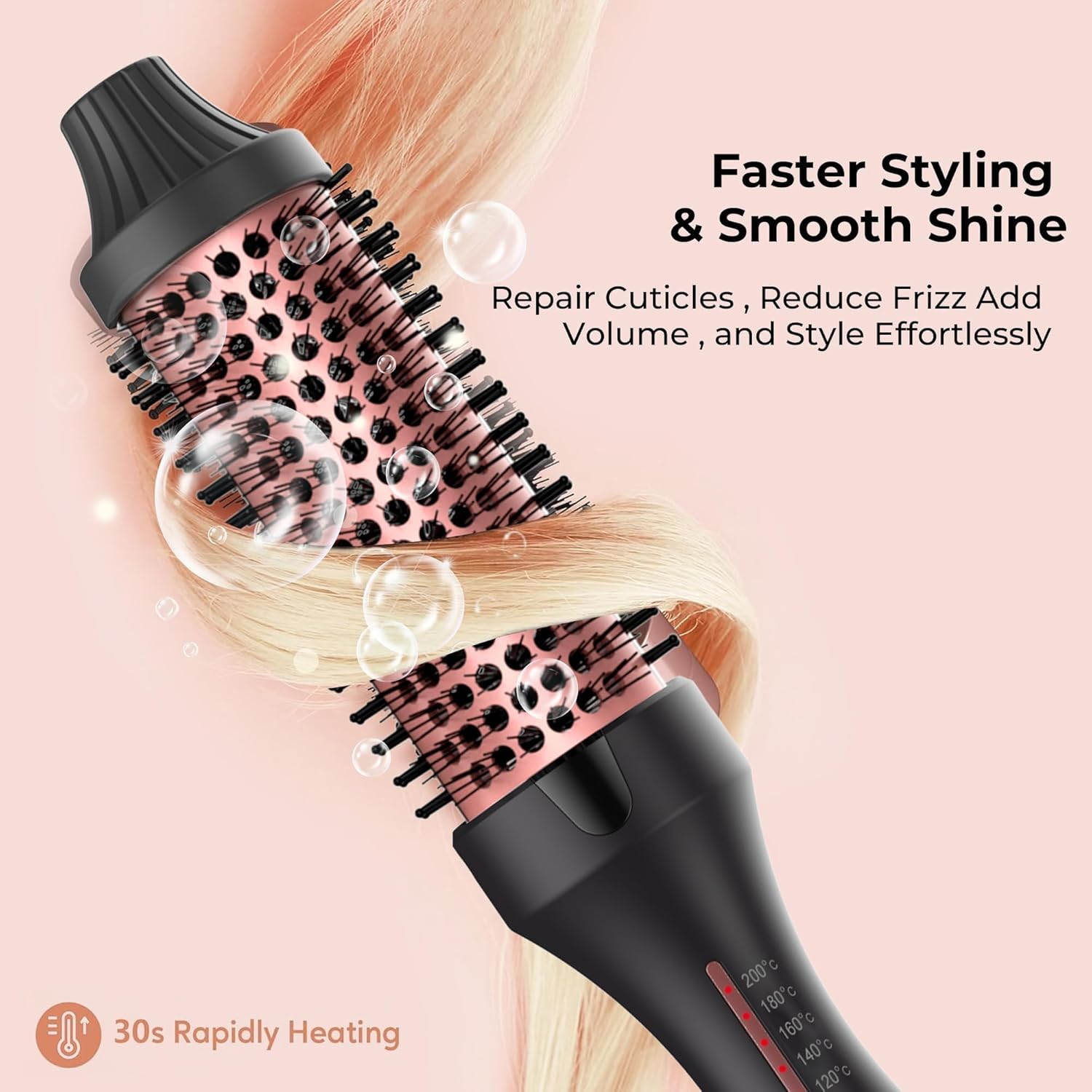 Thermal Brush Lonen Heat Brush 38 Mm, Thermob&uuml;rste Rundb&uuml;rste 120-200&deg;C, W&auml;rmeb&uuml;rste Double Spannung Erh&ouml;hen Sie Das Haarvolumen, Verwendet Als Kamm, Gl&auml;tteisen, Lockenstab, Leichte Kompakte Gr&ouml;&szlig;e image number 4