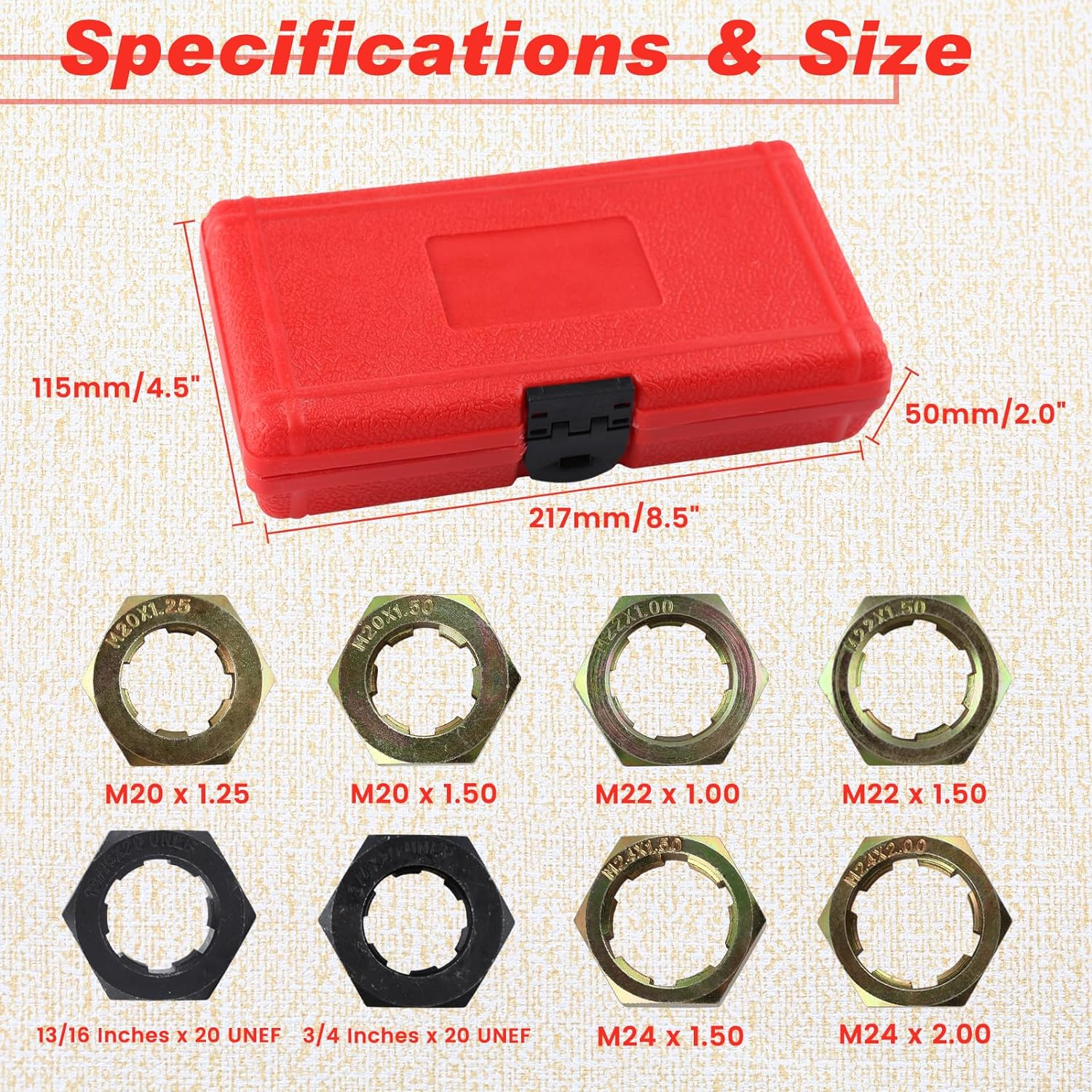 LEONTOOL 8 PCS Axle Spindle Thread Chaser Set, Thread Repair Kit High-Strength Thread Restorer Tool, Axle Spindle Fractional Cleaning and Rethreading Set Metric M20 M22 M24 & UNEF 13/16" 3/4" image number 1