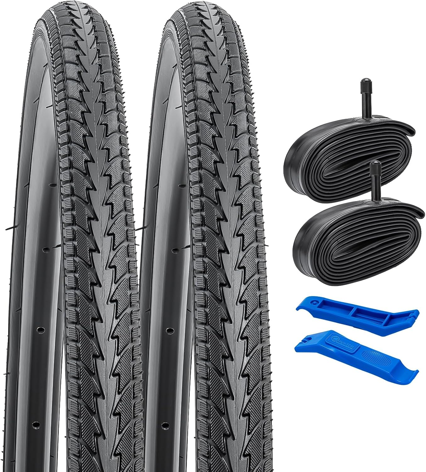Yunscm 2 Pcs,24X1.75 Bike Tires,24X1.75 47-507 Bike Tyres + 24X1.50/1.75 Bike Inner Tube Schrader Valve 32Mm+Tire Lever,Compatible with 24Inch 1.75 Road Bike Tire and Tube,Y-101 image number 5