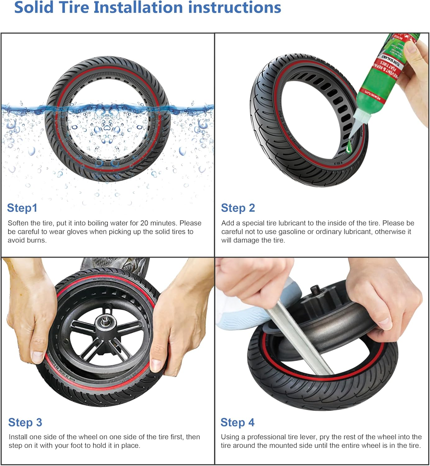 8.5 Inch Solid Rubber Honeycomb Tyres for Xiaomi M365/Pro/Pro2/1S/Gotrax Gxl V2/XR Escooter, Universal Replacement Tyres Front and Rear Wheels image number 4