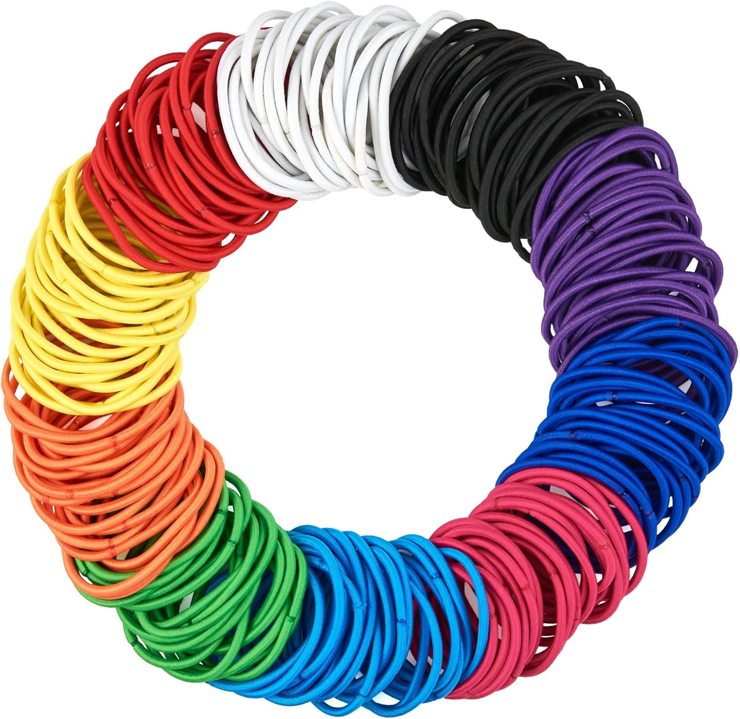 Expressions 216-Piece Hair Ties, 4Mm Bright Colors Value Pack, No Metal Ponytail Holders for Thick, Curly, and All Hair Types