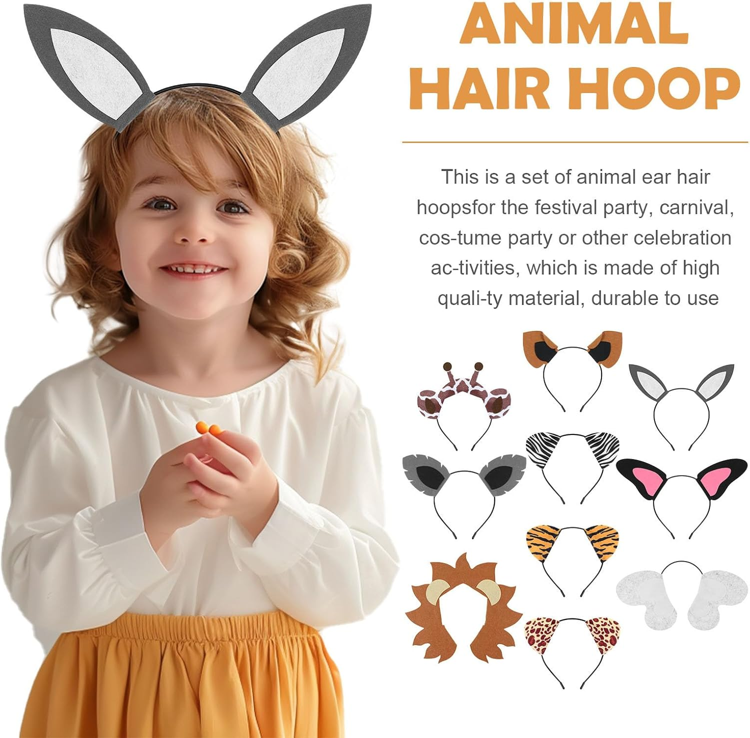 Abaodam 10Pcs Jungle Animal Ears Headbands for Kids Adults - Animal Headdress Decors Animal Hair Hoop for Animal Cosplay Party Supply Stage Performance image number 6