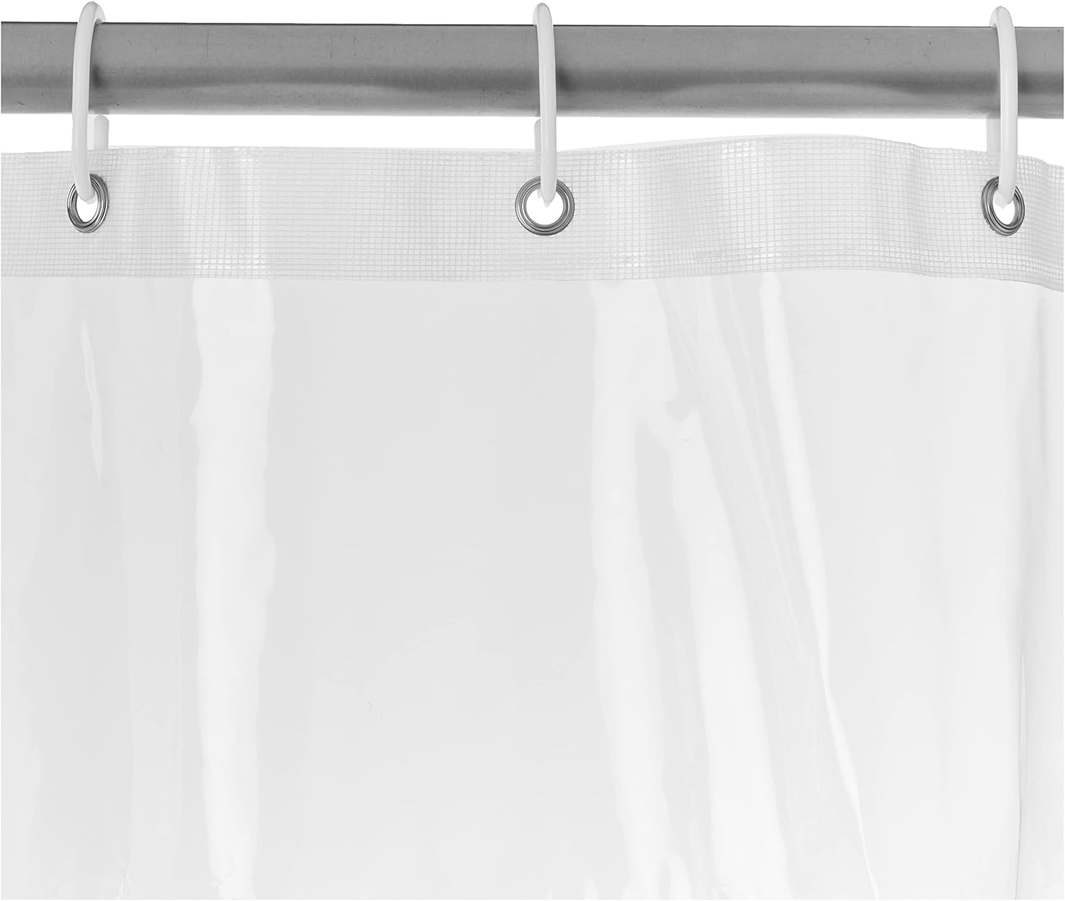 Amazon Basics 8-Gauge PEVA Shower Curtain or Liner with Mesh Storage Pockets - 183X183 CM, Clear image number 3