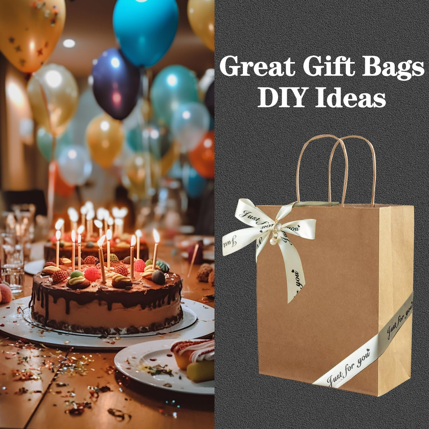 Brown Kraft Paper Bags Small Gift Bags with Handles Party Favor Bags 120Pcs 21 * 11 * 27 CM Small Paper Bags for Shopping, Wedding,Retail,Birthday,Party,Graduation,Halloween,Christmas image number 4
