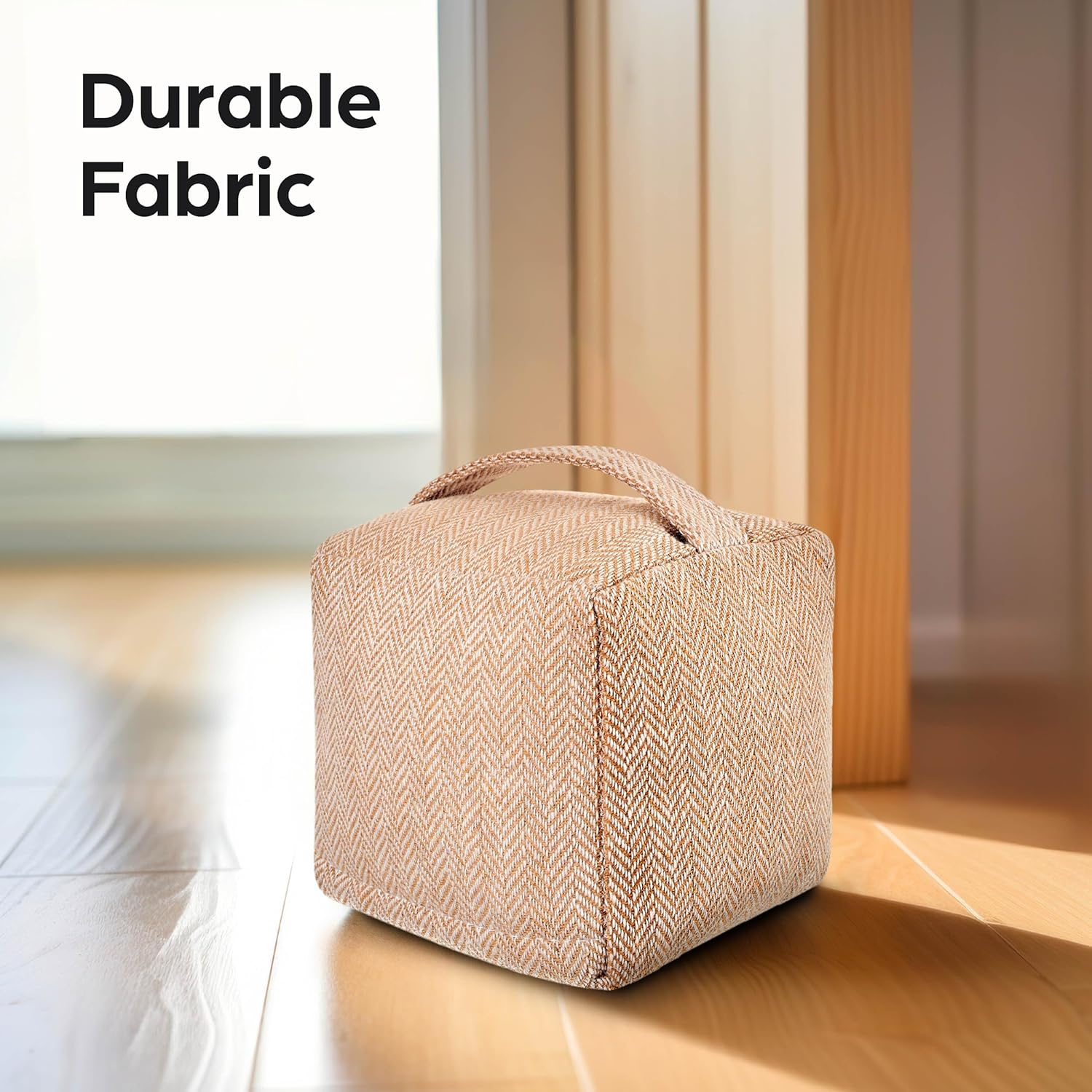 Praknu Door Stop Sack for the Floor - Extra Heavy 1 Kg - with Washable Cover, Carry Handle & Non-Slip Pads - for Home and Office (Beige) image number 5