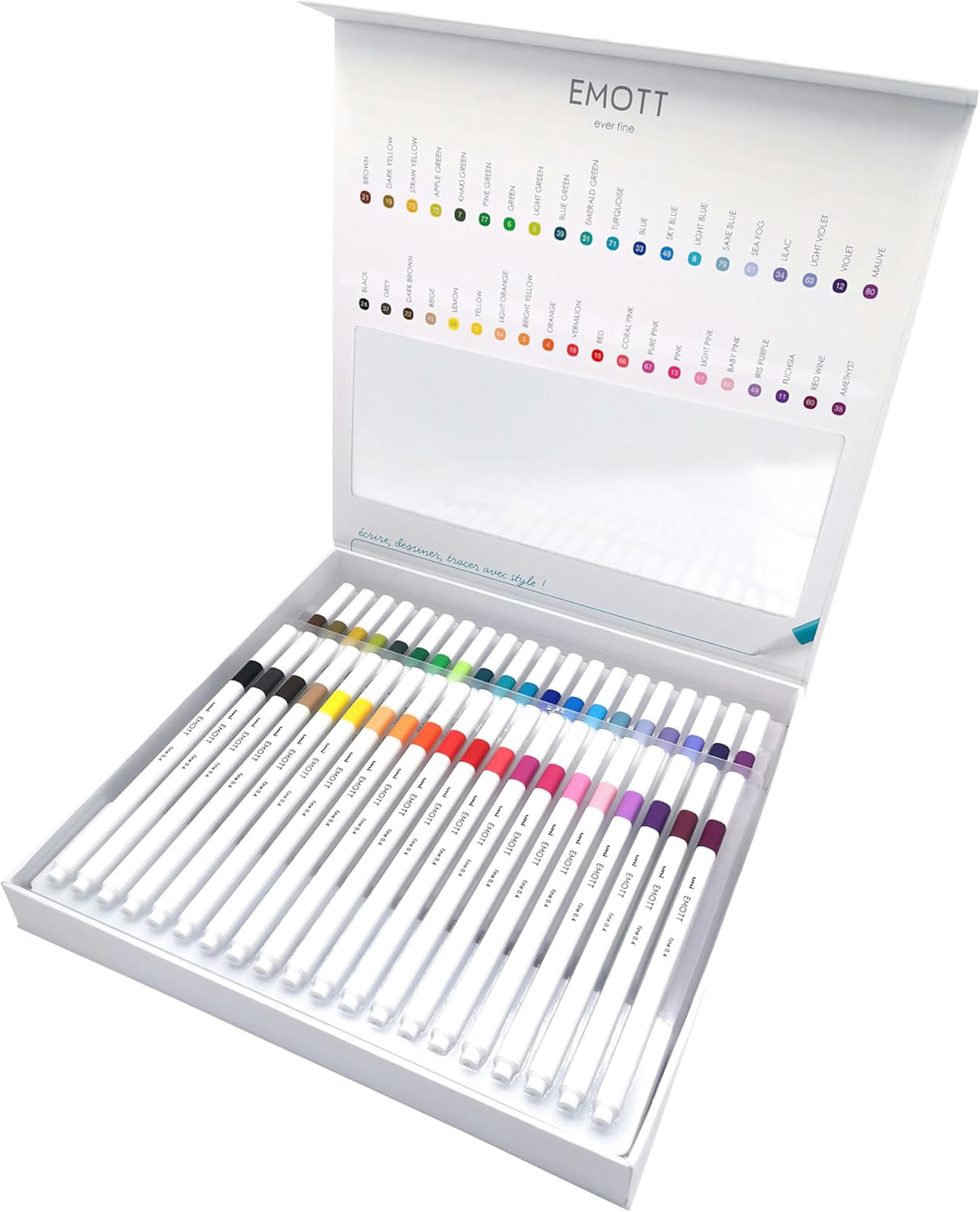 Uni-Ball Emott Uni Mitsubishi Pencil - Pencil Case with 40 Felt Tip Pens - for Writing, Drawing and Drawing in Style - Fine Tip 0.4 Mm - 40 Colours CF PEMSY/40 001 Multicoloured