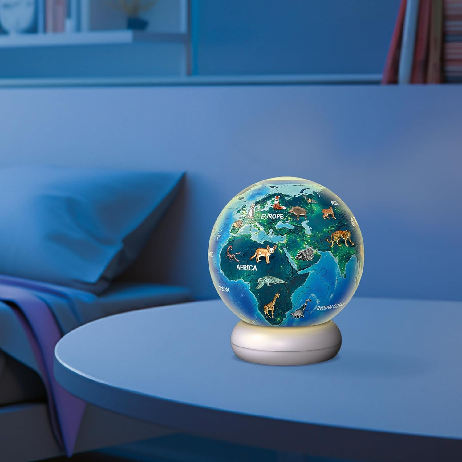 3D Puzzle-Ball Nachtlicht Erde Mit Tiermotiven: Erleben Sie Puzzeln in Der 3. Dimension! image number 1