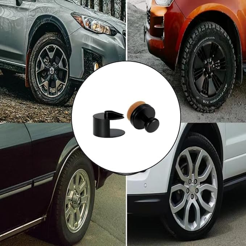 CAASFOOY Tire Dressing Brush, Tire Shine Brush, Reusable Tire Applicator Brush High Density Soft Hair Tire Shine Applicator Brush Portable Car Brush with Holder for Cleaning Tires, Dashboard image number 2