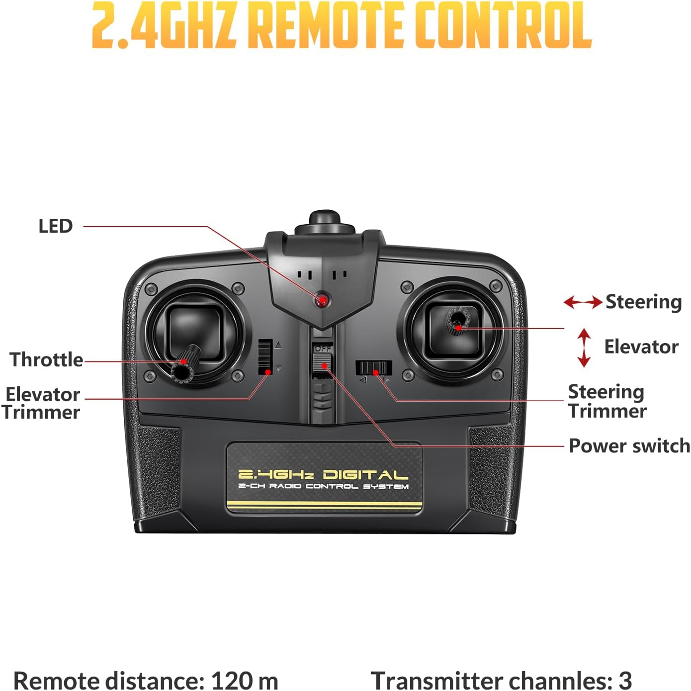 HAWK'S WORK 3 Channel RC Plane F4U Corsair, Remote Control Warbird Ready to Fly, 2.4Ghz 6-Axis Gyro Stabilizer, Easy to Fly for Kids & Beginners image number 4