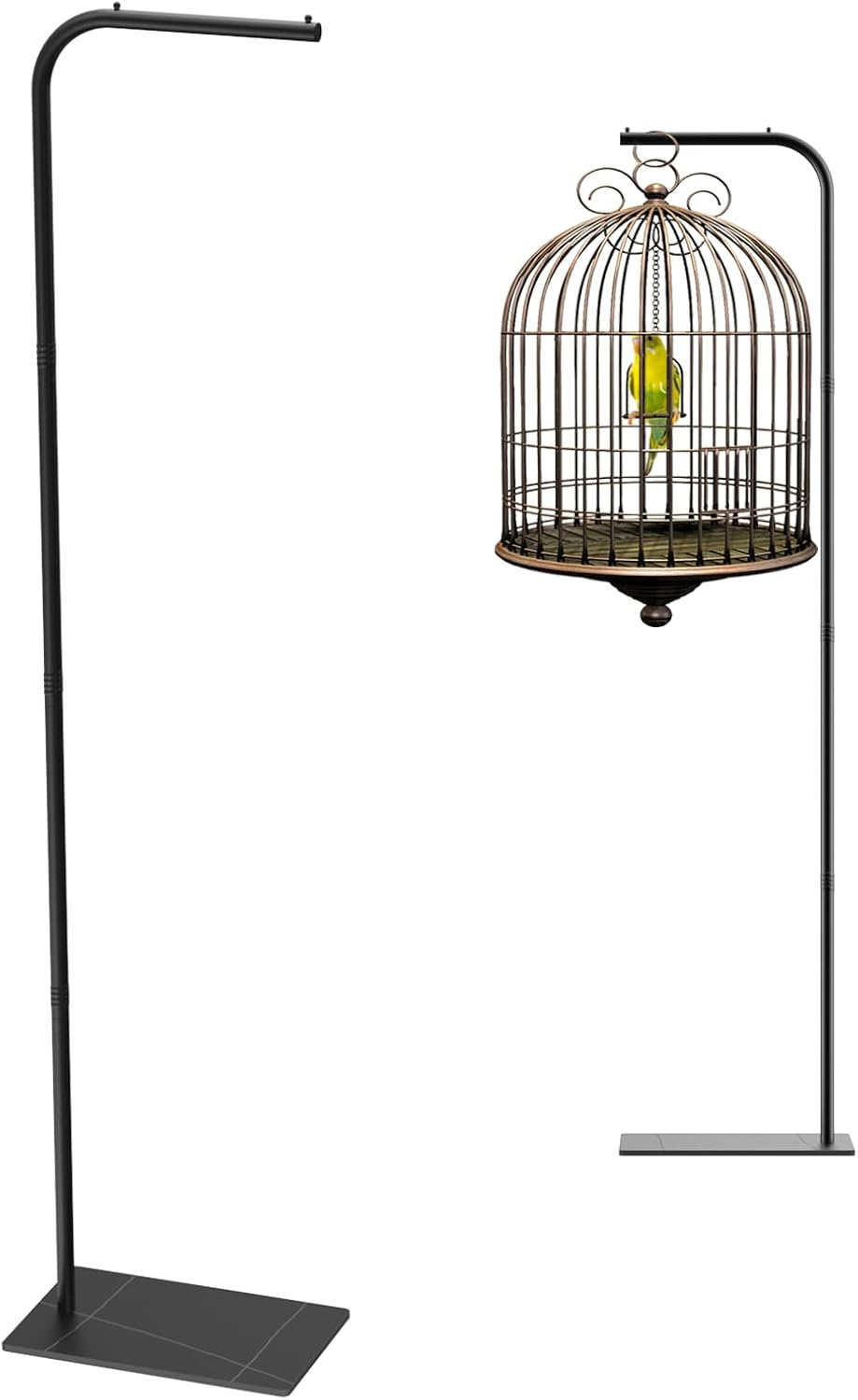 Dealsgogo Bird Cage Stand, Tubular Steel Hanging Bird Cage Stand Black, Hanging Plant Stand image number 5