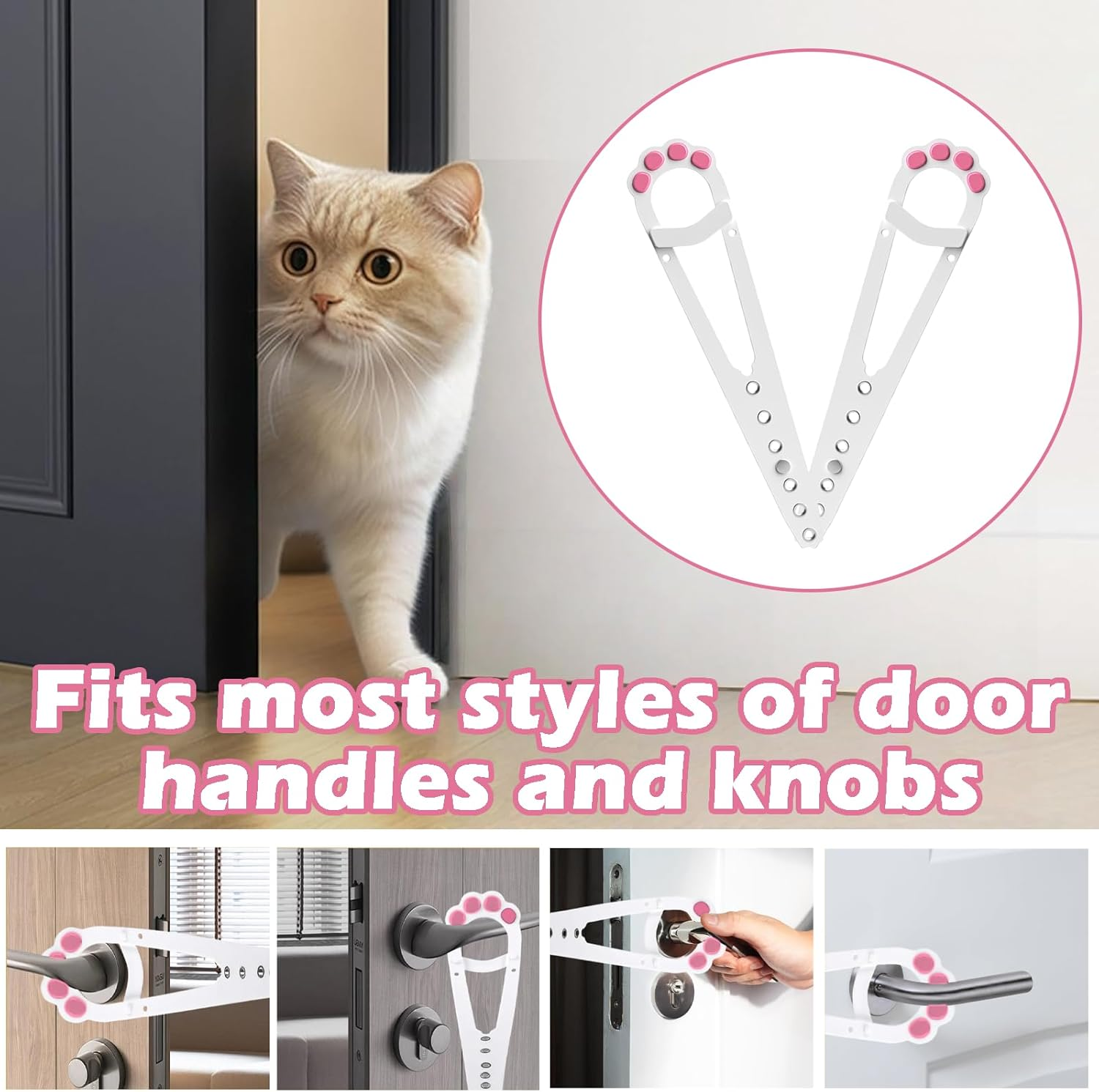 Treayes Pet Door Holder, Cat Door Latch Easy to Install Keep Dogs Out for Bedroom (White) image number 3