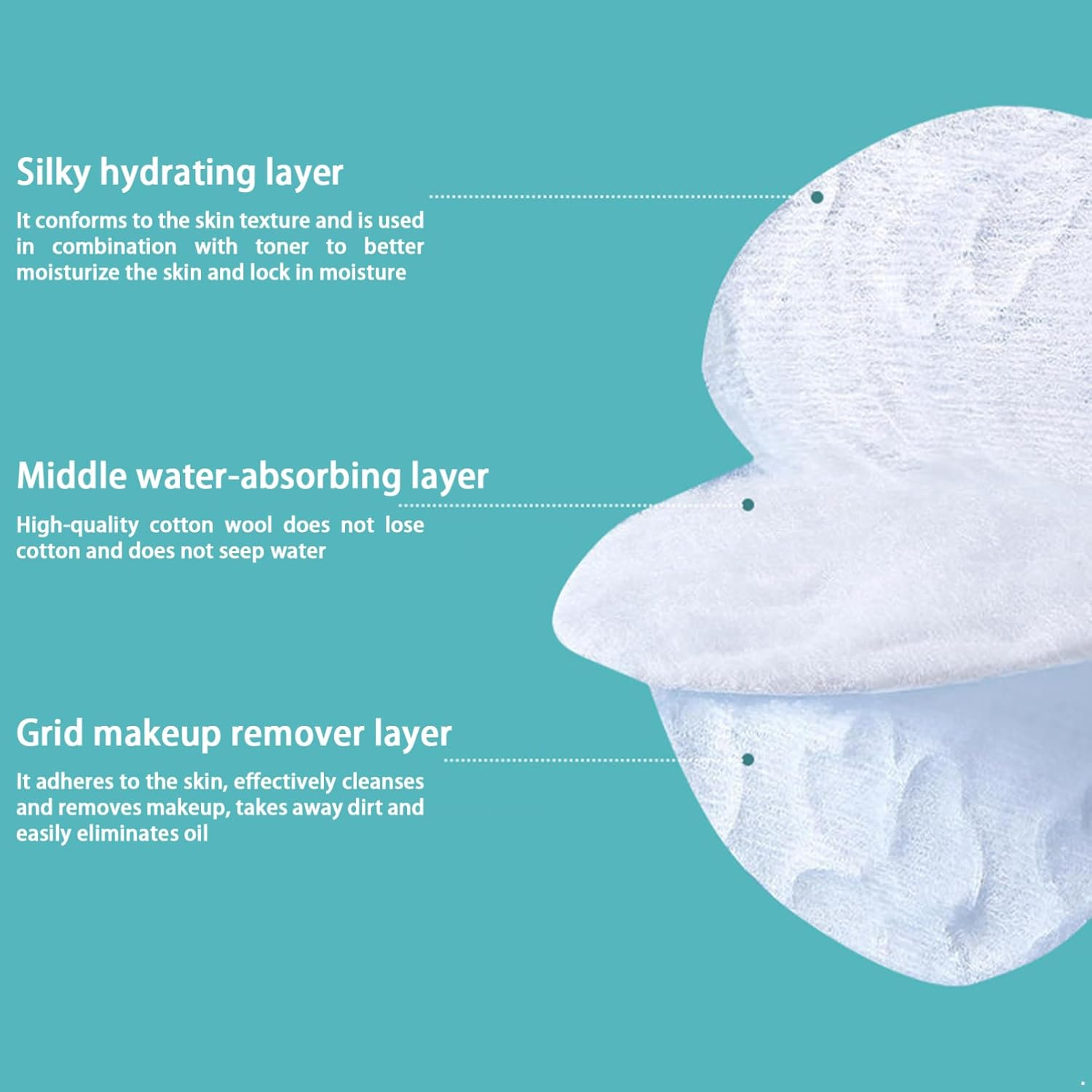 Aislor 100 Pieces Thickened Reusable Cotton Pads for Sensitive Skin Ideal for Cleansing Toner and Nail Care Blue One Size image number 4