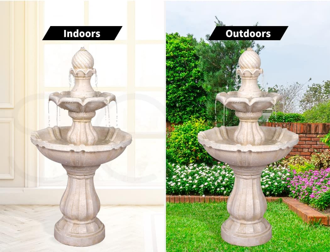 Electric Fountain Water Bird Bath Power Pump Kit Indoor Garden Outdoor Pond Fountains Pump Sets,3-Tiered Pagoda Zen Modern Outdoor Floor Standing Fountain with Pump for Backyard,Deck,Lawn, Porch