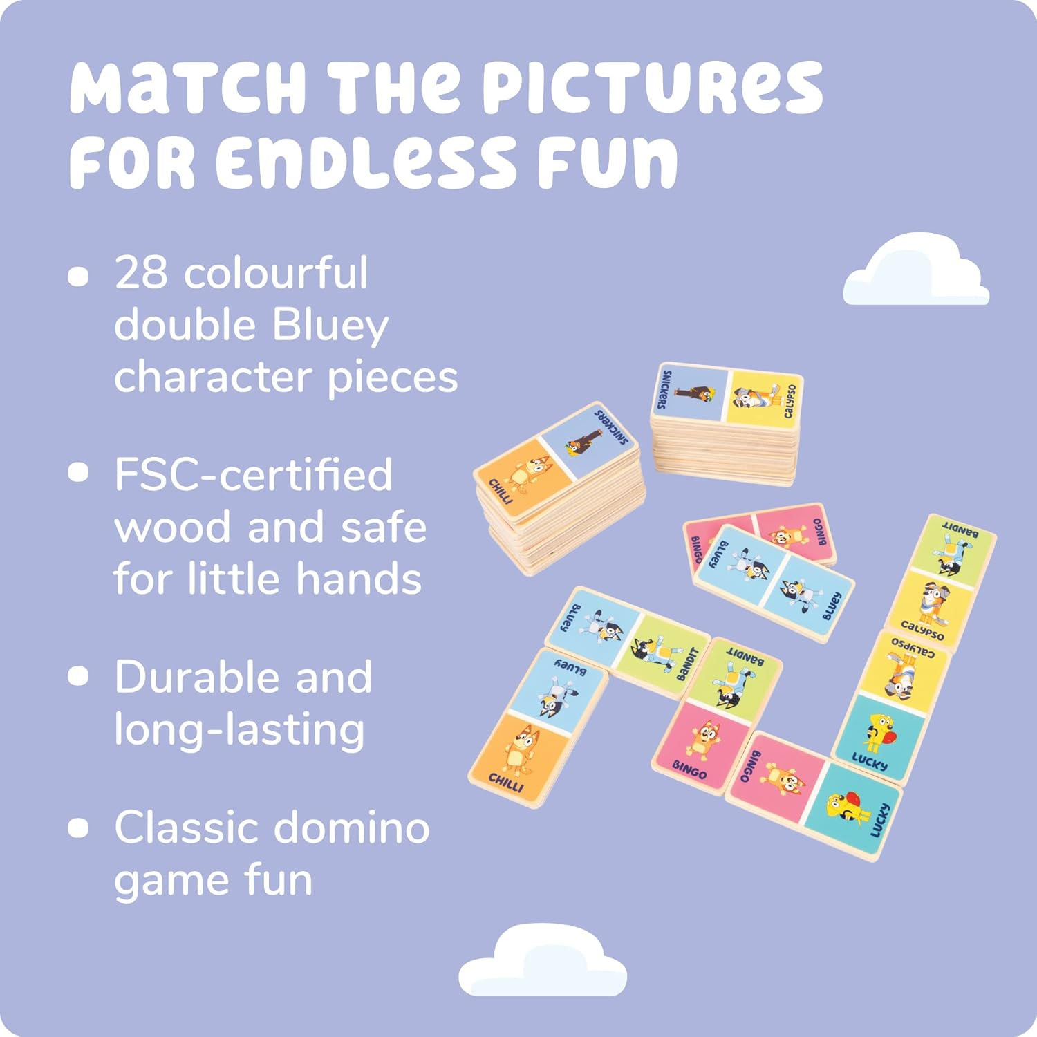 Bluey Wooden Dominoes Activity Toy 29-Piece Playset image number 1