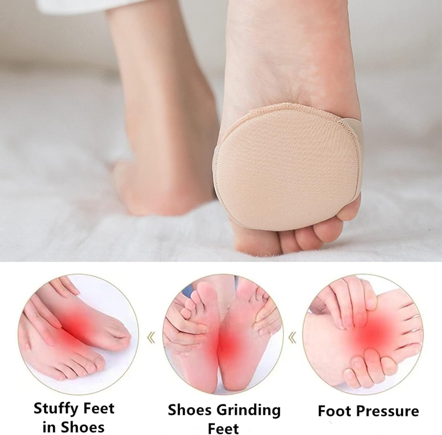 7 Pairs Metatarsal Pads, Honeycomb Fabric Forefoot Pads Soft Anti-Slip Invisible Forefoot Pads, Breathable Ball of Foot Cushions for High Heels to Relieving Foot Fatigue, 7 Colors