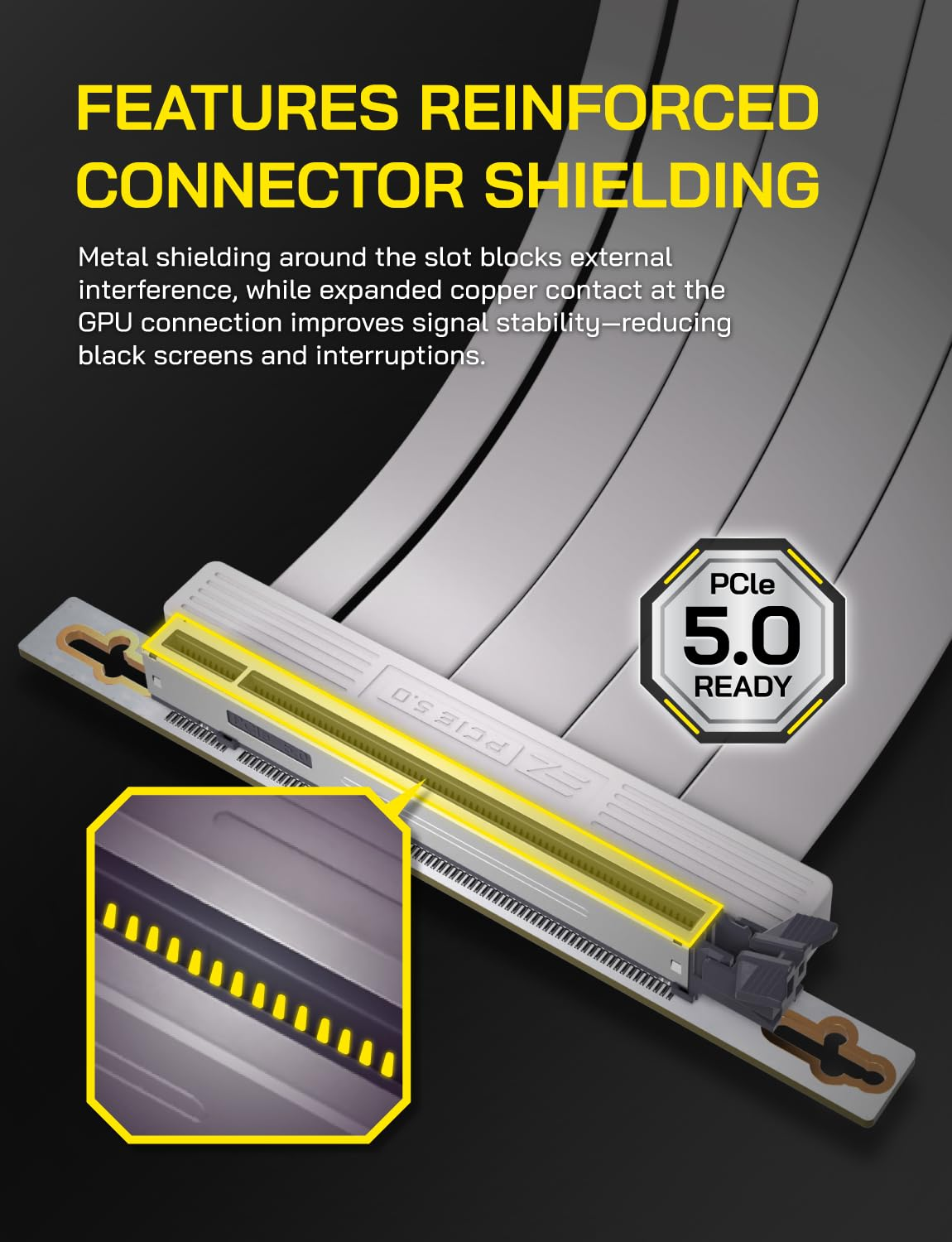 EZDIY-FAB Pcie 5.0 X16 Riser Cable,128Gb/S Bandwidth, for RTX 50/40 & RX 9000/7000 Gpus, Pcie Extension Card, Backward Compatible with Pcie 4.0/3.0,Vertical GPU Mount,Right Angle-30Cm,White image number 3