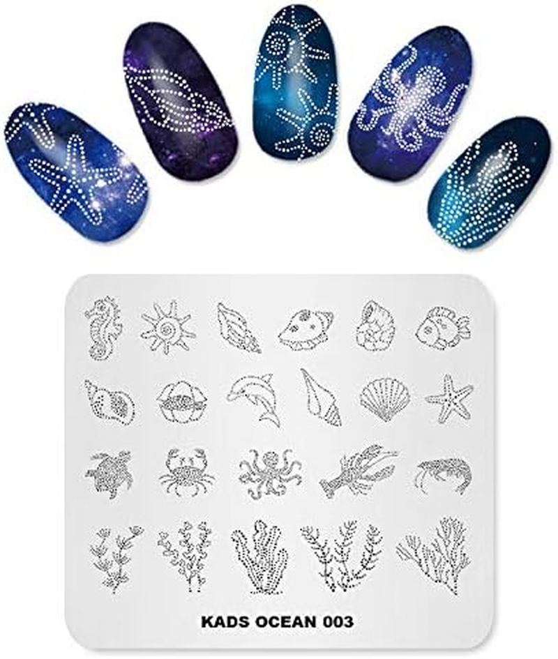 Nail Stamping Plate Theme Ocean Picture Design Templates Life Marine Alga Shell Pattern Manicure Print DIY Nail Art Tools image number 2