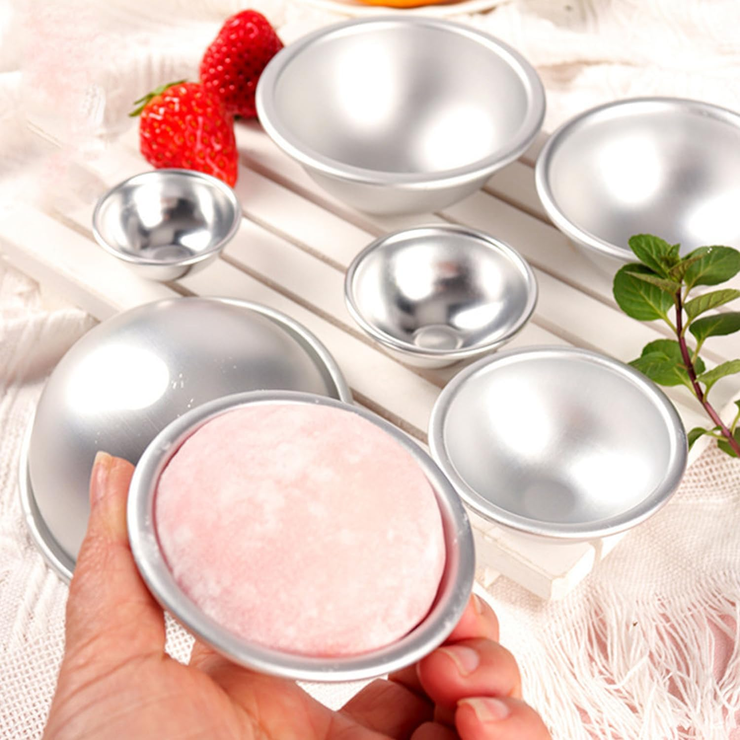 9 Sets 18 Pieces Bath Bombs Make Yourself - Bath Bomb Moulds Kit, Aluminium Bath Bomb Mould Soap Mould Moulds, DIY Casting Moulds for Homemade Bath Bombs image number 2