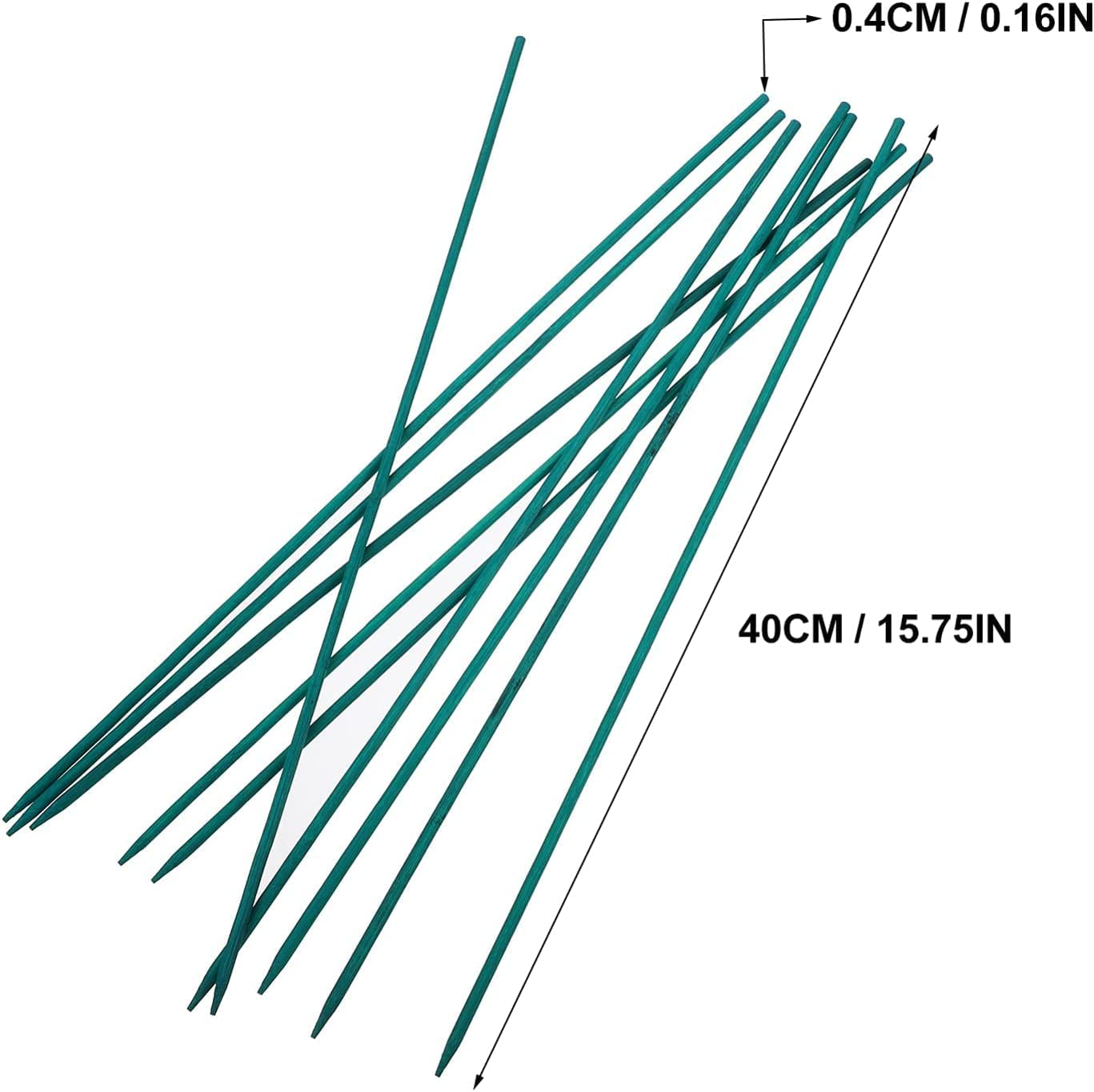 THJOPOKEEL 100Pcs Garden Wood Plant Stakes, Green Bamboo Sticks, 15.7In Long, 40Cm, Straight Wood, Easy to Insert, Smooth Surface, Thicker and Stronger