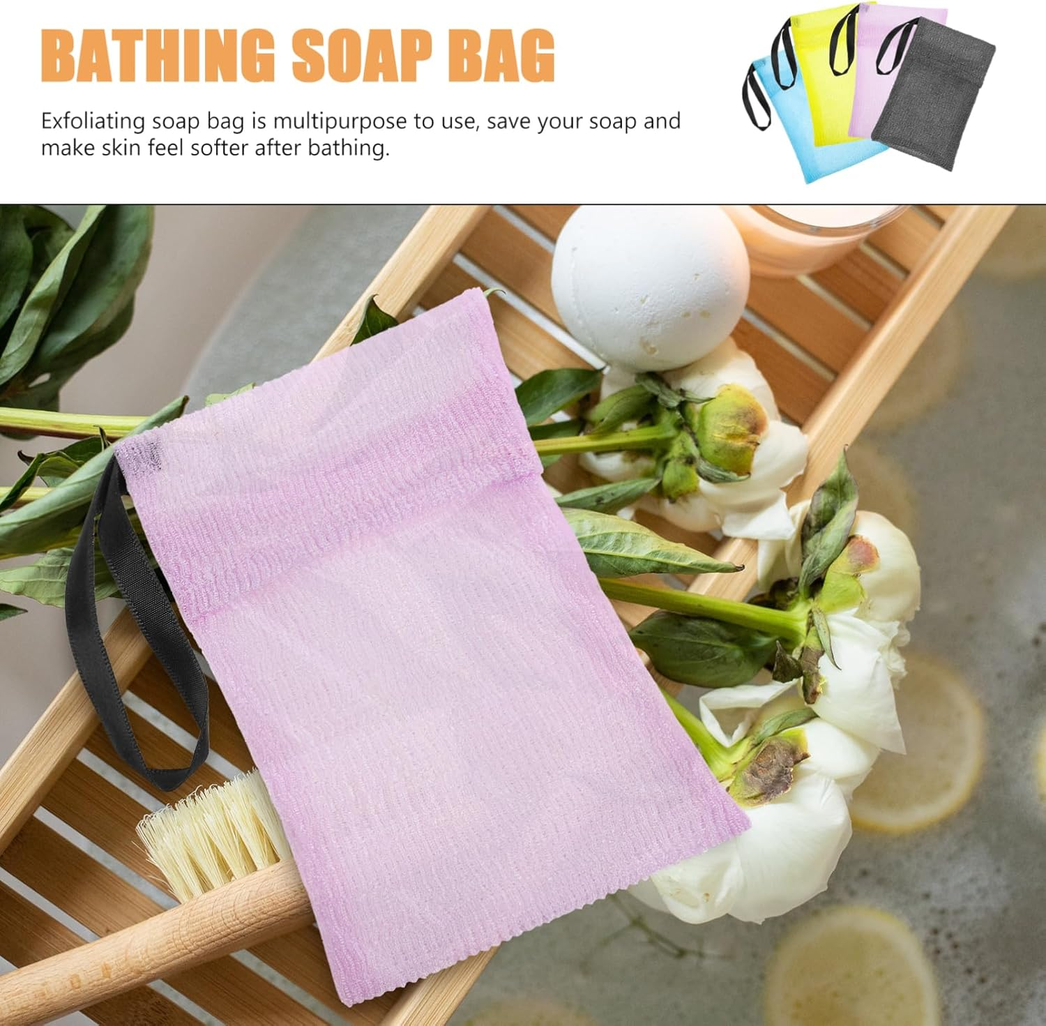 BIUDECO Sturdy Mesh Soap Bag Exfoliating Foaming Pouch Bar Soap Holder Travel-Friendly Set image number 6