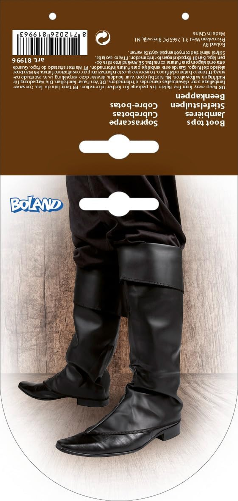 Boland 81996 Black Boot Covers Faux Leather Pirate Musketeer Bandit Robber Carnival Halloween Theme Party Fancy Dress Theatre image number 2