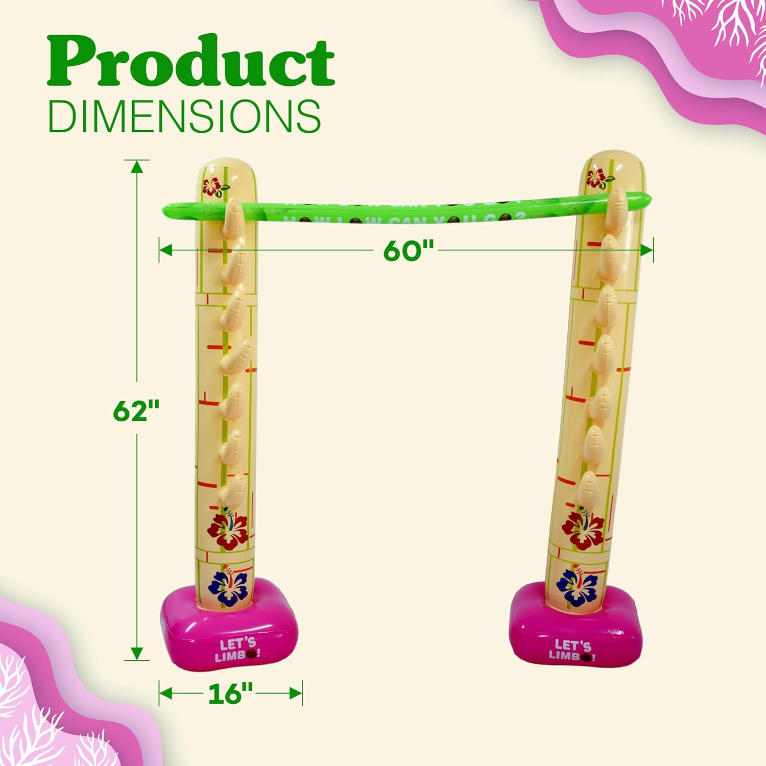 Summer Inflatable Limbo Game Party Game for Kids Boys Girls Adults Tropical Inflatable Decoration for Indoor Outdoor Bithday Beach Pool Tropical Luau Backyard Game by 4E'S Novelty image number 3