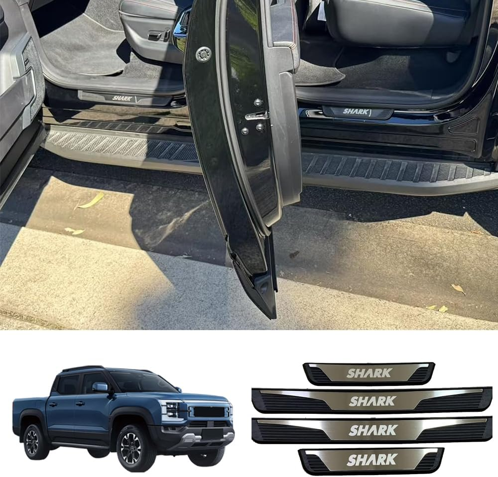 2024 BYD Shark 6 Pickup Truck Door Sill Protection Strip, 4-Piece Black Anti-Scratch Pedal Cover, Door Anti-Scratch Guard Accessories