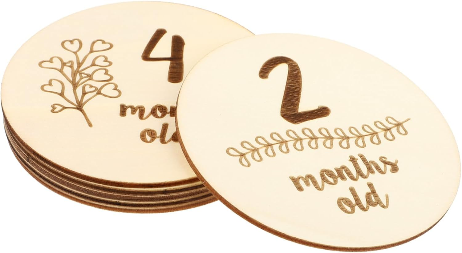 Alasum 6Pcs Double-Sided Photo Props Newborn Photo Props Newborn Cards One Month Baby Card Newborn Baby Cards Baby Monthly Card First Year Growth Card Wood Signs Wooden Ta1 Pearlescent Cd image number 1