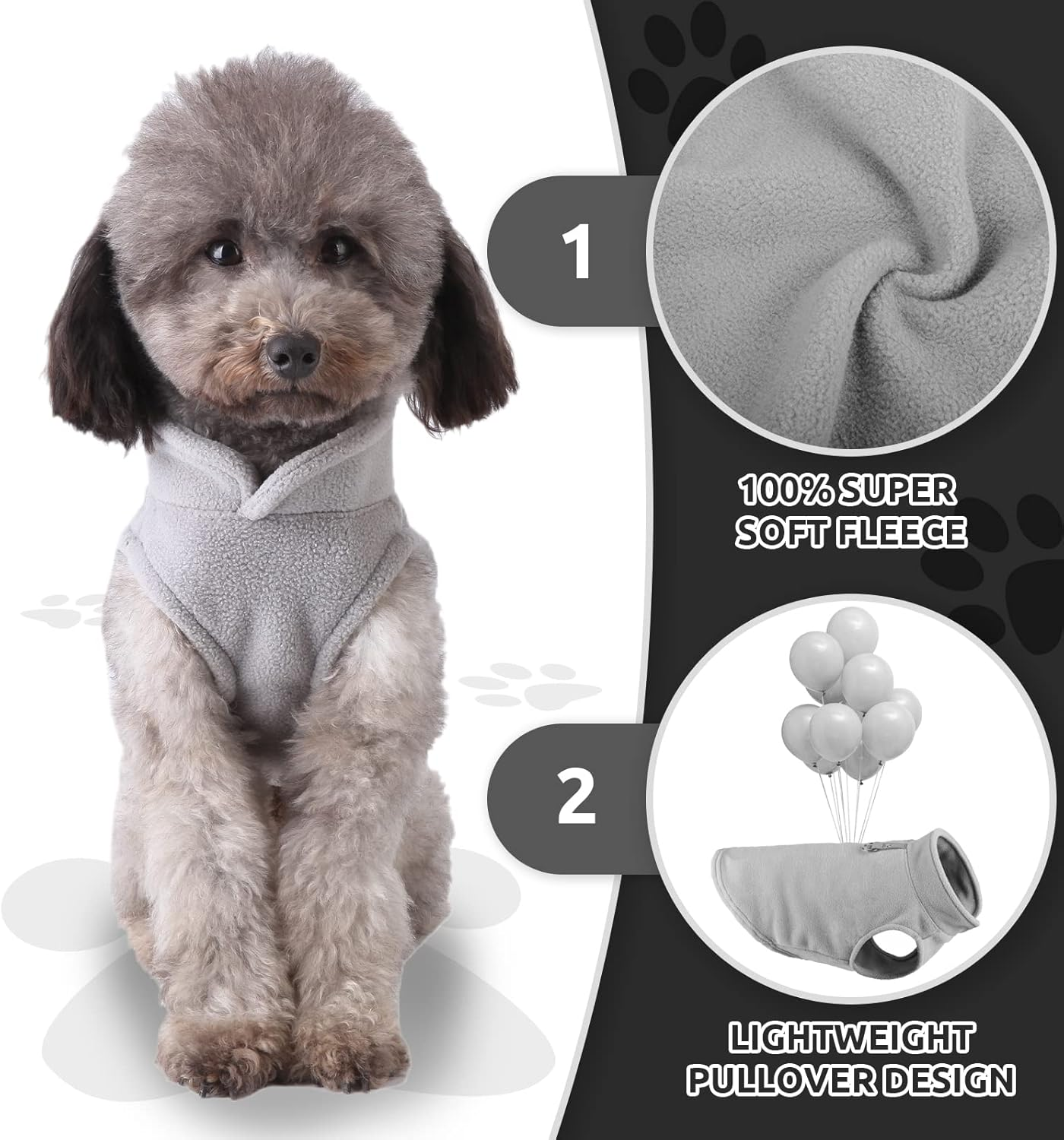 PETCARE Small Dog Sweater Cat Fleece Vest Soft Dog Jacket with Leash O-Ring Winter Warm Pet Pullover Coat Puppy Clothes for Small Dogs Cats Chihuahua Apparel Shih Tzu Costume, Grey image number 4