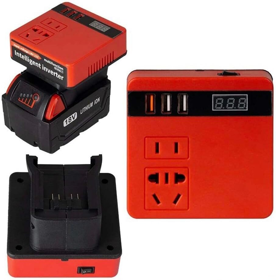 120W Power Inverter for Milwaukee 18V Battery Convert to AC 220-230V W/3 USB image number 3