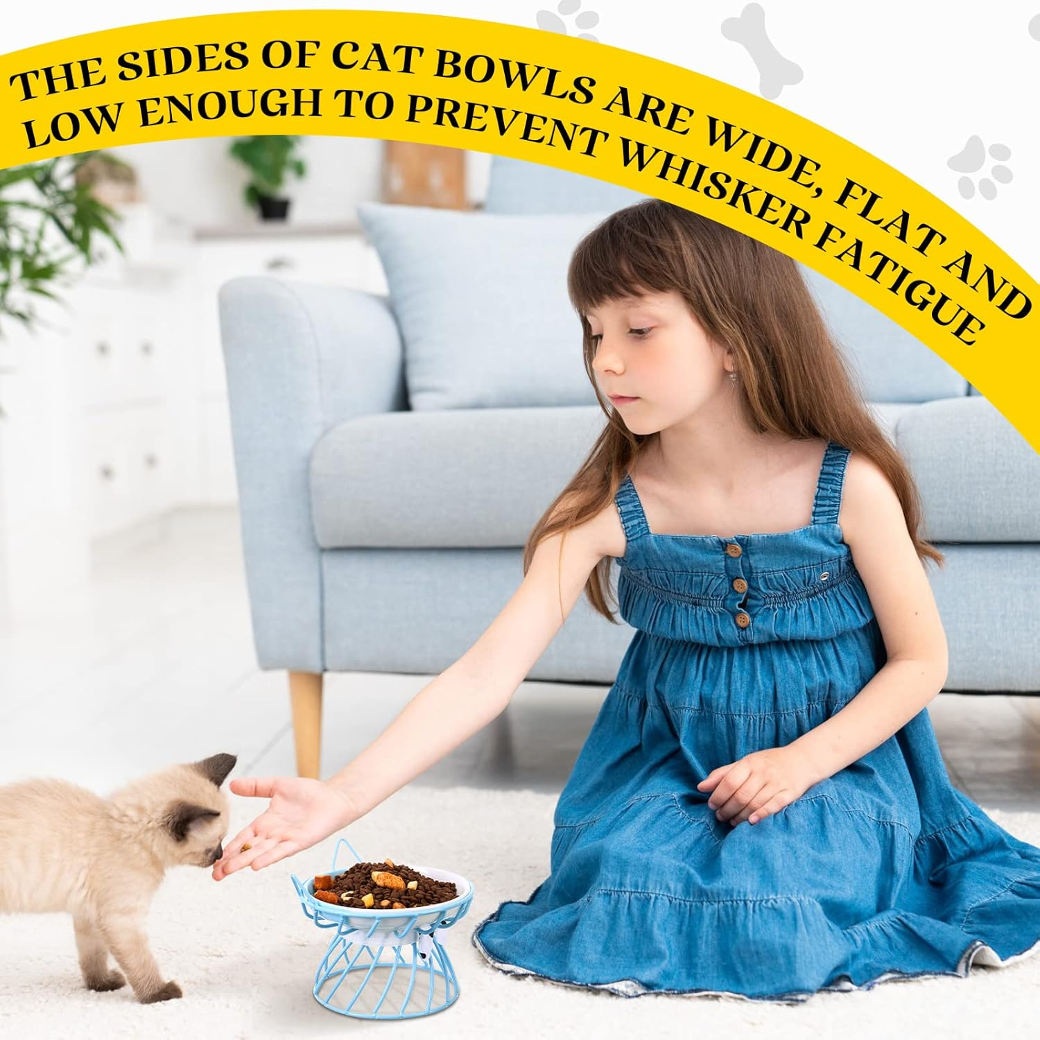 Sunnyray Cat Feeder, 4 Pcs Elevated Ceramic Cat Bowls with Metal Stand, Whisker Friendly, anti Vomit, Dishwasher Safe, for Dog Pet (Multicolor) image number 5