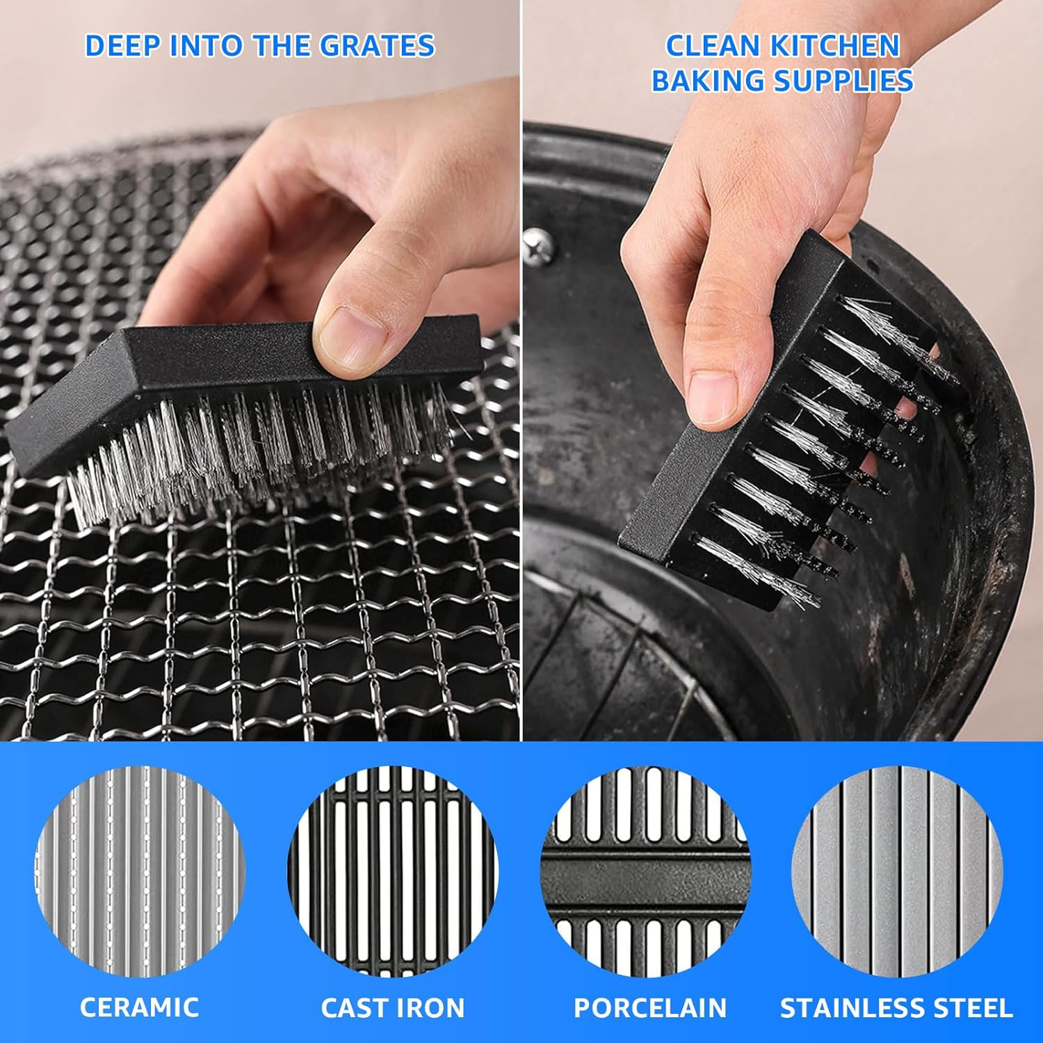 6Pcs Grill Brush Replacement Heads,Grill Cleaning Brush Replaceable Heads,Portable Grill Brush Head,Stainless Steel Wire Grill Cleaning Brush Head for Camping Picnic BBQ Tools image number 5