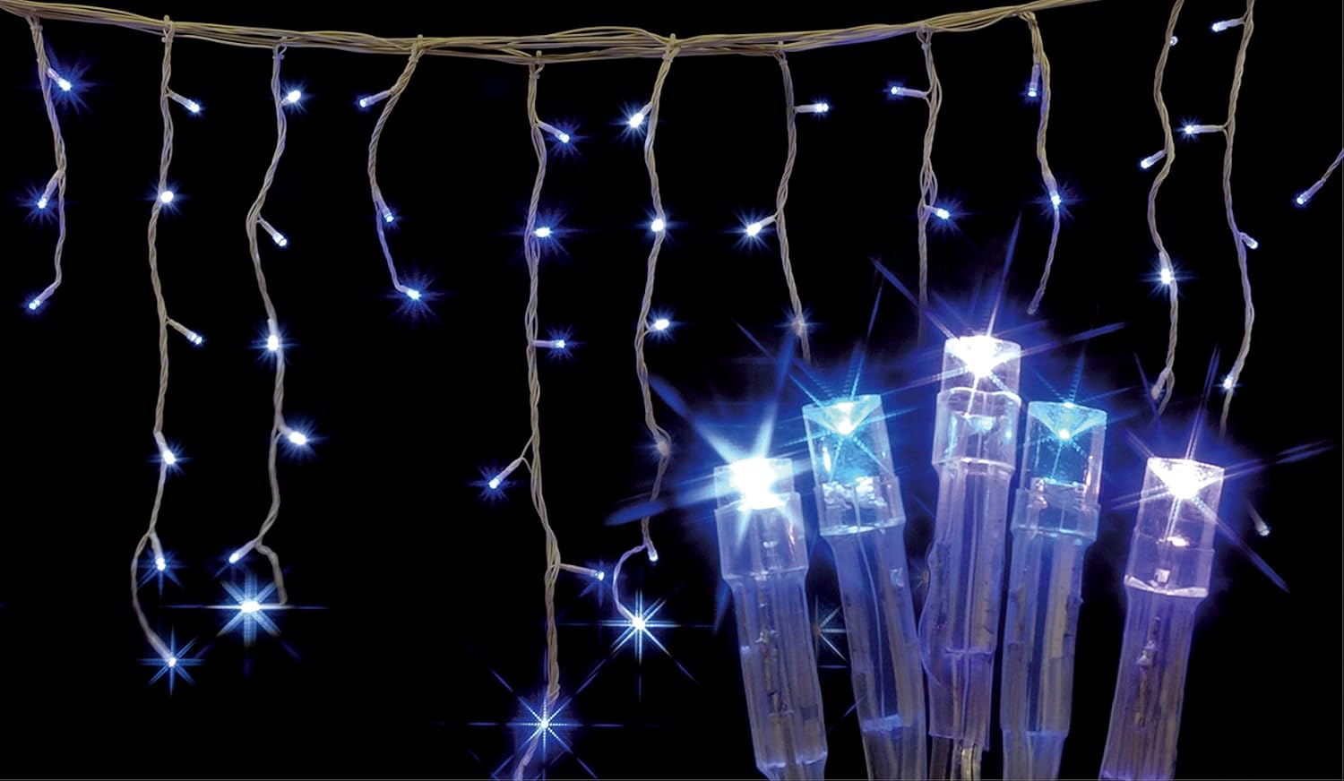360 LED(10.8M)/480 LED(14.5M) Solar Icicle Christmas Lights with 8 Functions (Warm White, 14.5)