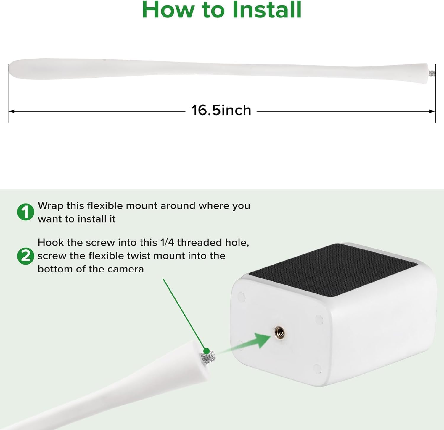 1Pack Flexible Twist Mount for Eufy Solocam S220/C210,Eufycam 2C/2C Pro,3/S330,Ring Stick up Cam & Ring Outdoor Cam Plus,Wyze,Nest,Gooseneck Mounting Bracket to Attach Your Camera Anywhere - White image number 2