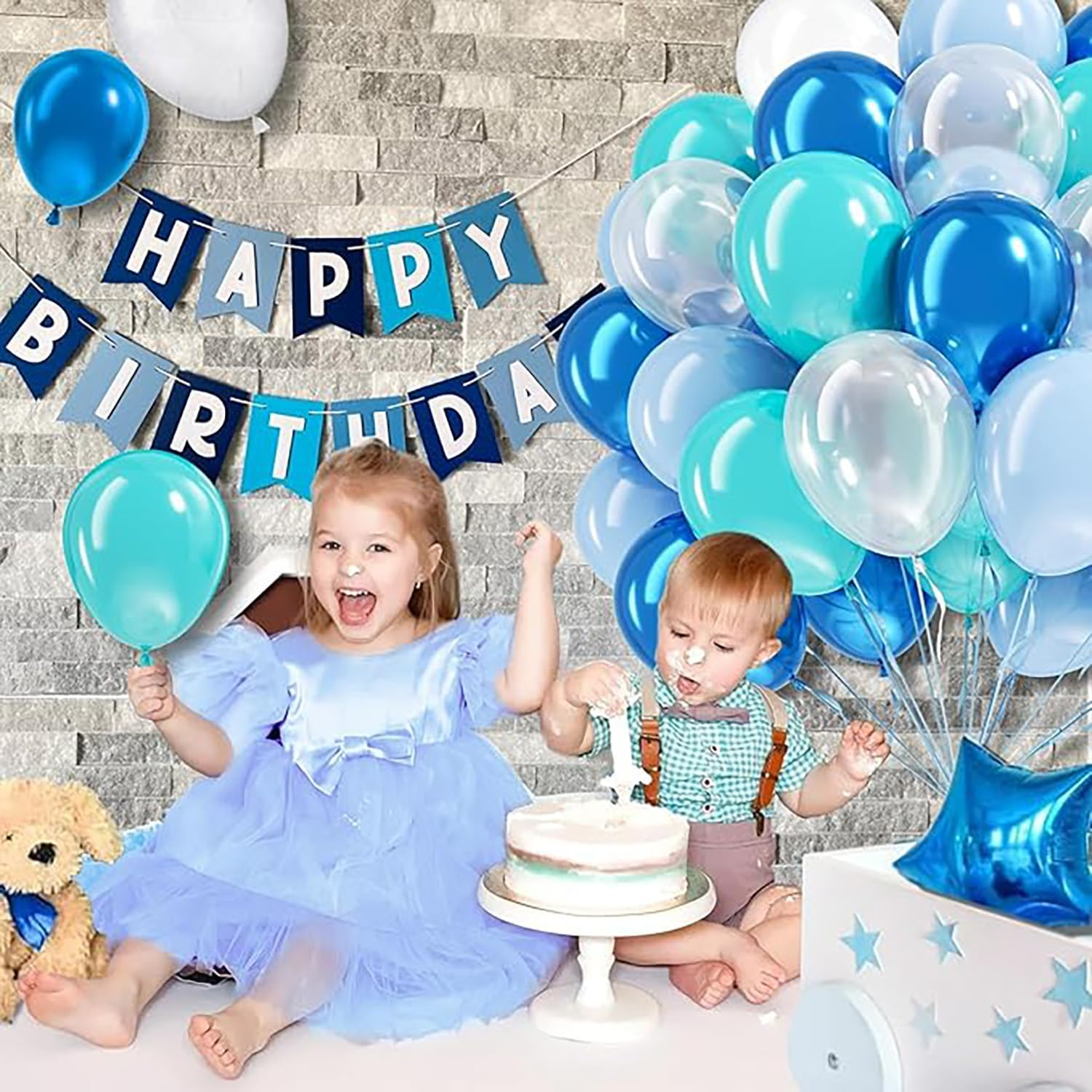 60PCS Teal Blue Balloons Set, Turquoise Blue & Pearl Balloons, Metallic Blue Balloons for Birthday, Baby Shower, Shark, under the Sea, Ocean Party Mermaid Theme Decorations image number 5