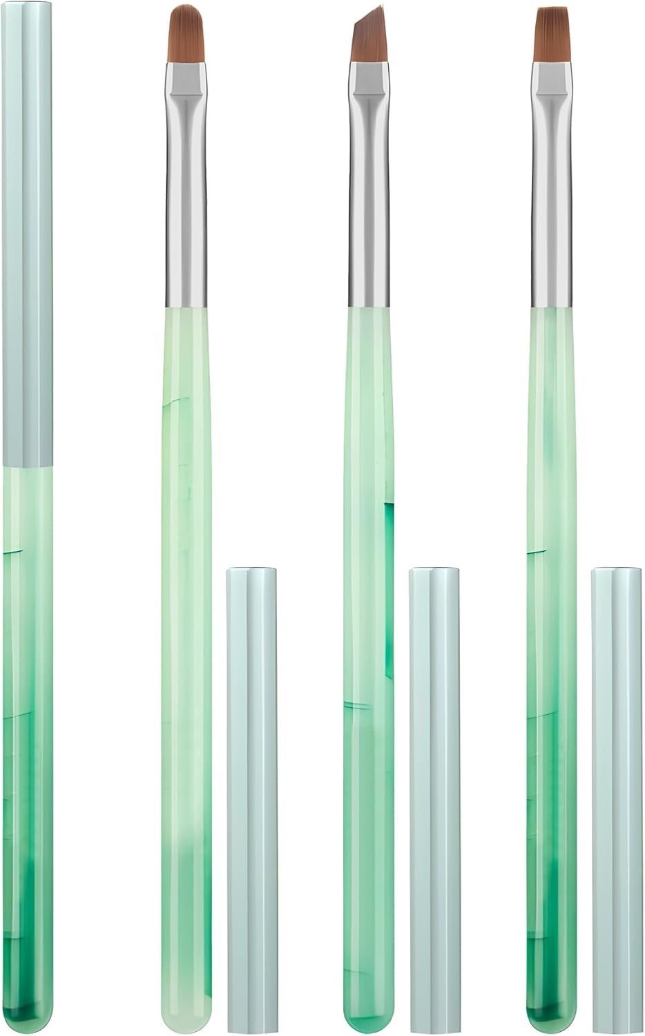 Amilhiton 3PCS Nail Polish Clean up Brush, Round&Flat&Bevel Acetone Resistant Nail Brush for OPI Nail Polish Remover, Fingernail Cleaning Brushes at Home Nail Art and Designs(Gilded Pink)