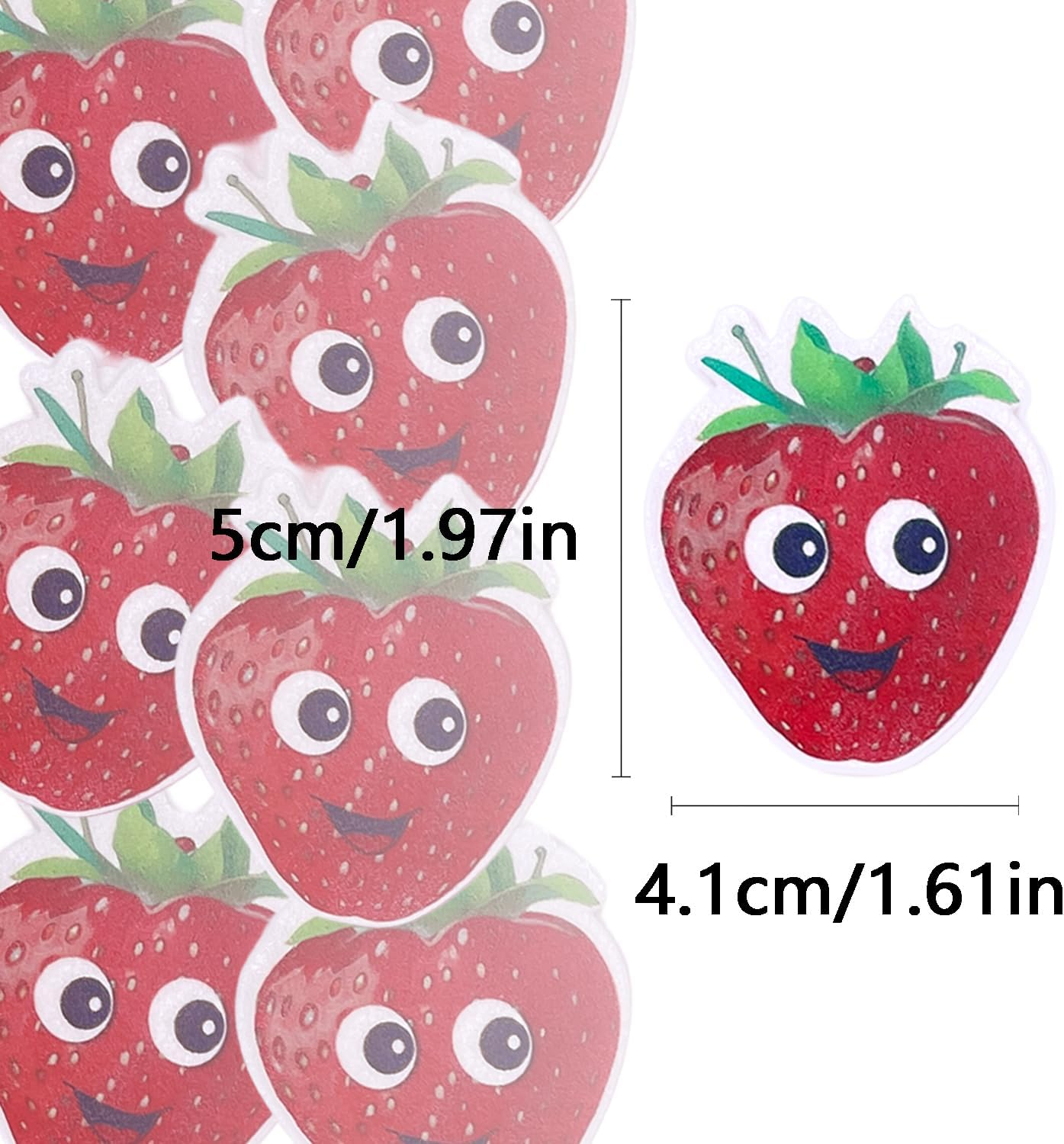 Cartoon Fruit Smiley Cupcake Decoration Card, Edible Wafer Paper Creative Baby Full Moon Bath Birthday Series Theme Party Dress up Plug-In (Strawberry 50Pcs) image number 4