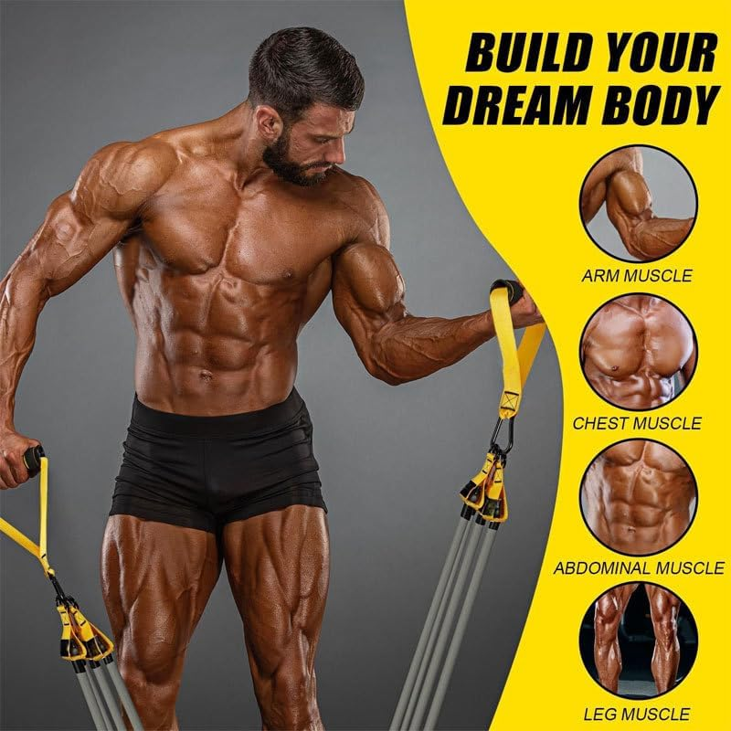 Resistance Bands, 300Lbs Heavy Exercise Bands with Handles, Workout Bands Set for Working Out Men, Fitness Weight Bands for Strength Training, Stretching, Slim, Physiotherapy image number 2