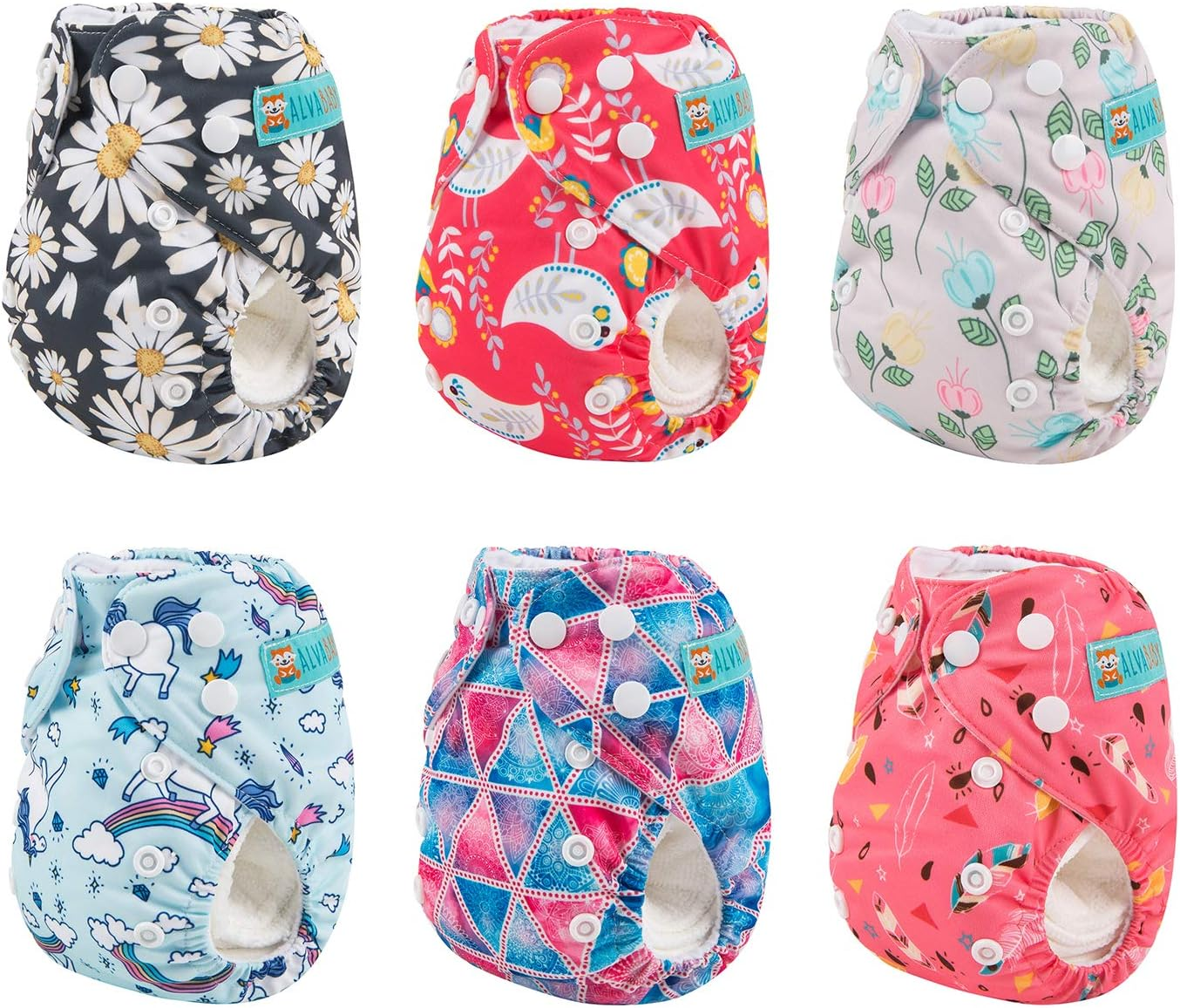 ALVABABY Pocket Newborn for Less than 12Pounds Baby Snaps Cloth Diapers Nappy 6Pcs with 12 Inserts 6SVB09-AU