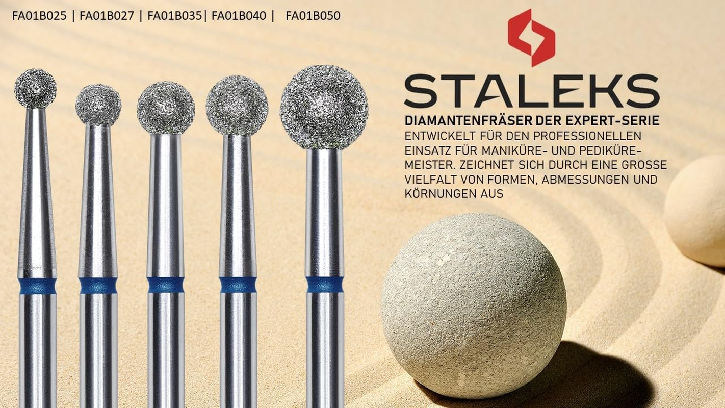 STALEKS PRO Expert Diamond Nail Drill Bit (Ball, Blue, 2.5Mm) &ndash; Medium Grit 120 Multi-Purpose Bit for Hardware Manicure & Pedicure, Pterygium & Cuticle Removal image number 4